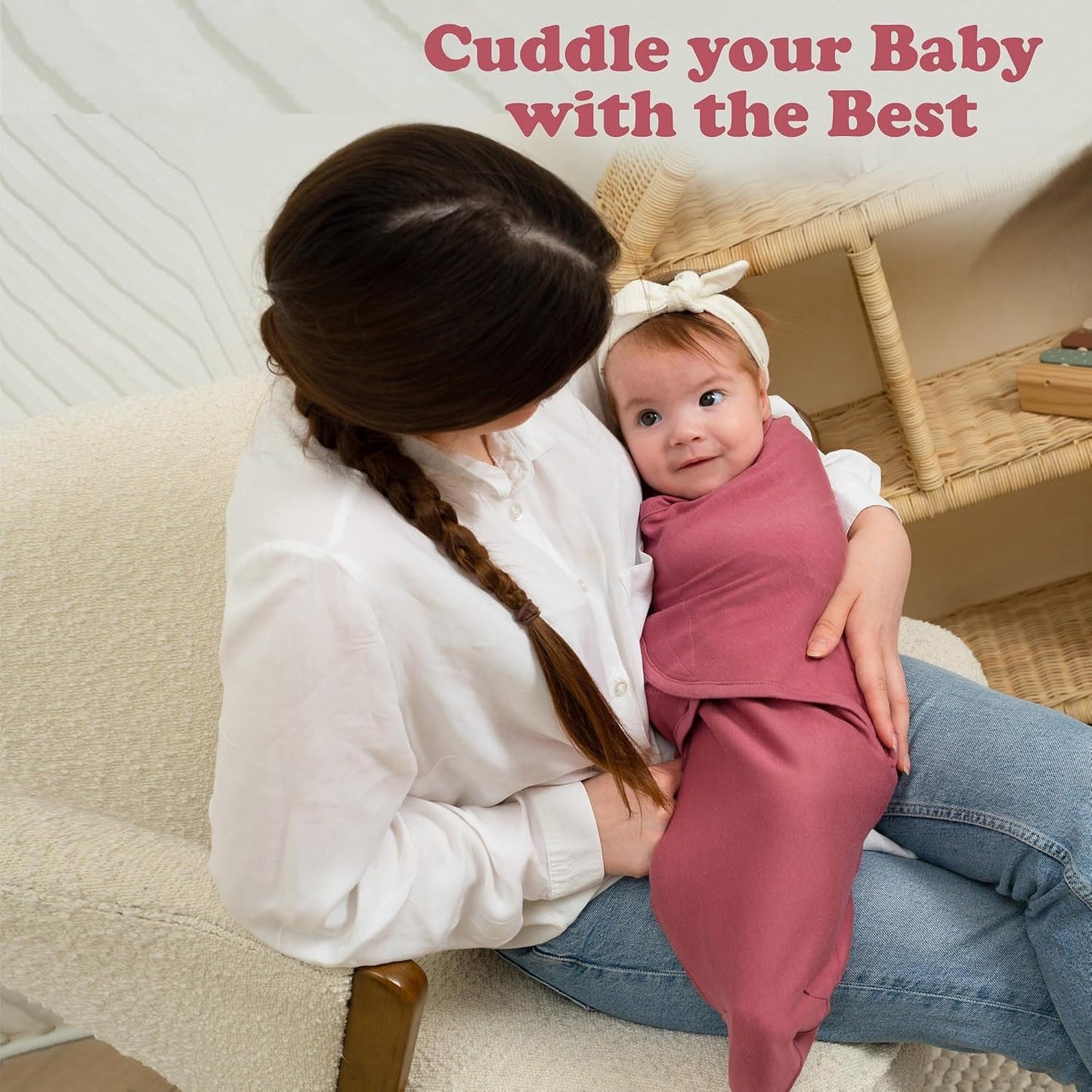 Bublo Baby Swaddles for Newborns – 4-Pack Infant Swaddles 0-3 Months – Adjustable Swaddle Sleep Sack with Zipper – Soft Organic Cotton Baby Wrap for Safe & Cozy Sleep