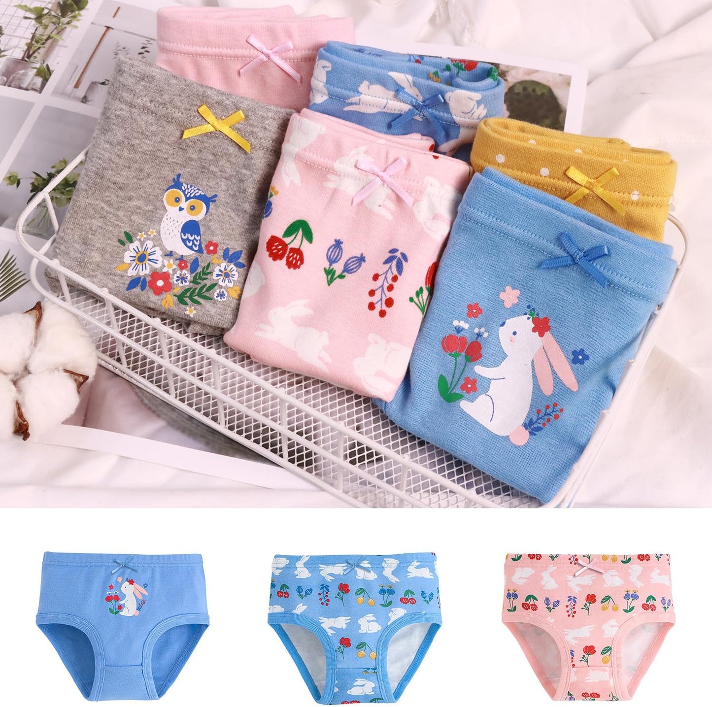 Boboking Soft Cotton Underwear Toddler Girls'Briefs Soft Undies