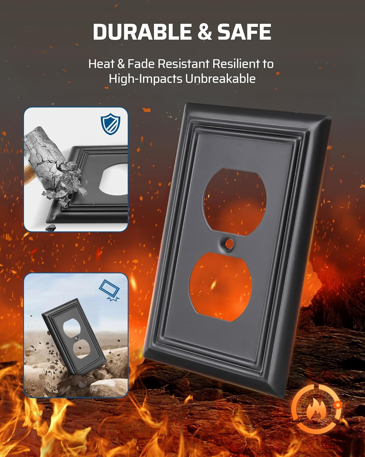 DEWENWILS 4 Pack Black Metal Outlet Covers, 4.88"×3.13" Electric Covers for Outlets, Kitchen Wall Plates, Electric Cover Plates for Outlets