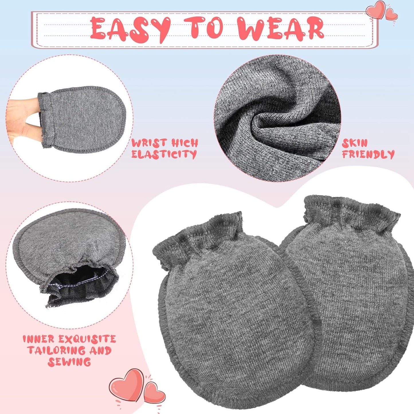 9 Pairs Newborn Baby Boys Girls Mittens 0-6 Months Infant Toddler Mittens No Scratch Solid Color Gloves