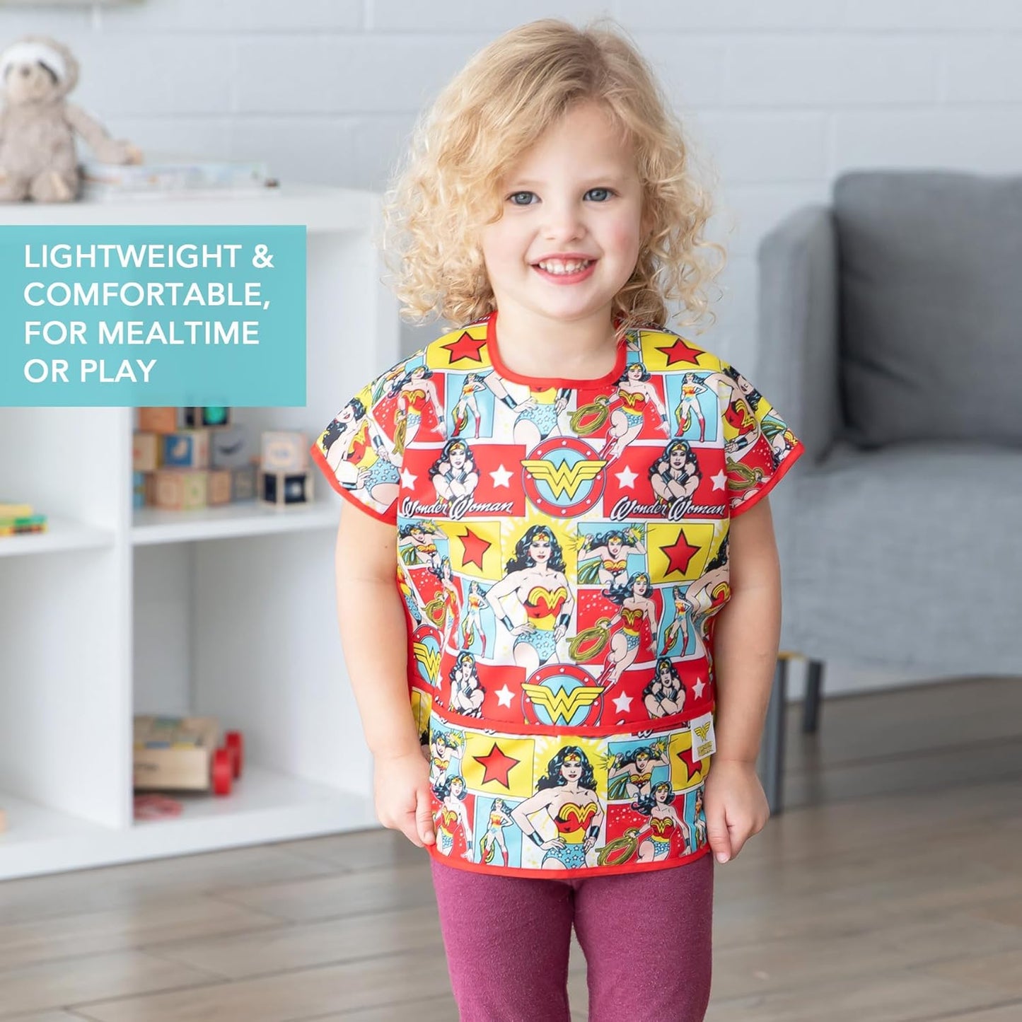 Bumkins Bibs - Toddler Bibs, Waterproof, Large for 1-3 Years, Short Sleeve