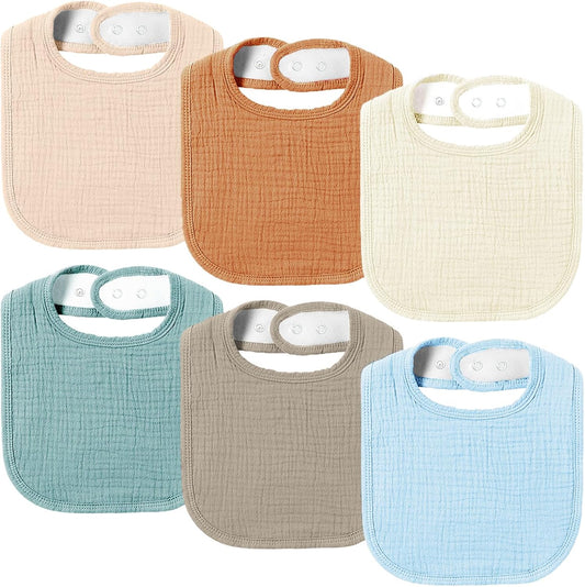 AMAWMW Muslin Baby Bibs for Unisex Boys Girls 6Pack Baby Bandana Drool Bibs Adjustable Newborn Bib for Drooling & Teething