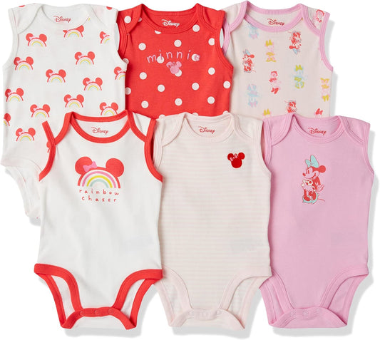 Amazon Essentials Disney | Star Wars | Princess Baby Girls' Sleeveless Bodysuits, Pack of 6