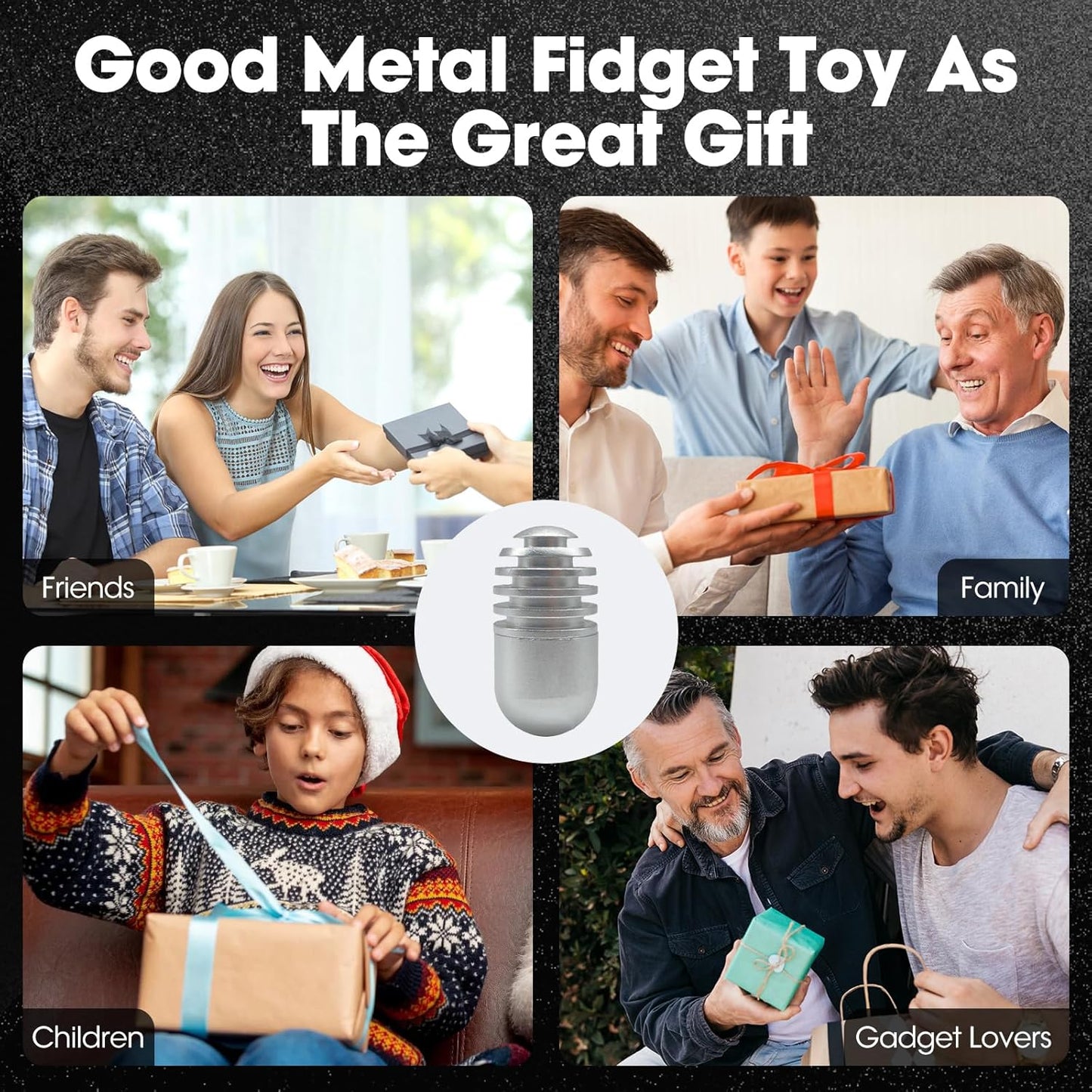 Fidget Toys Fidget Clicker Magnetic Metal Capsule Fidget Toys Fidget Slider, EDC Fidget Toy for Adults Teens, ADHD Anxiety Stress Relief Toys, Gift for Boyfriend, Husband and Father (Silver)