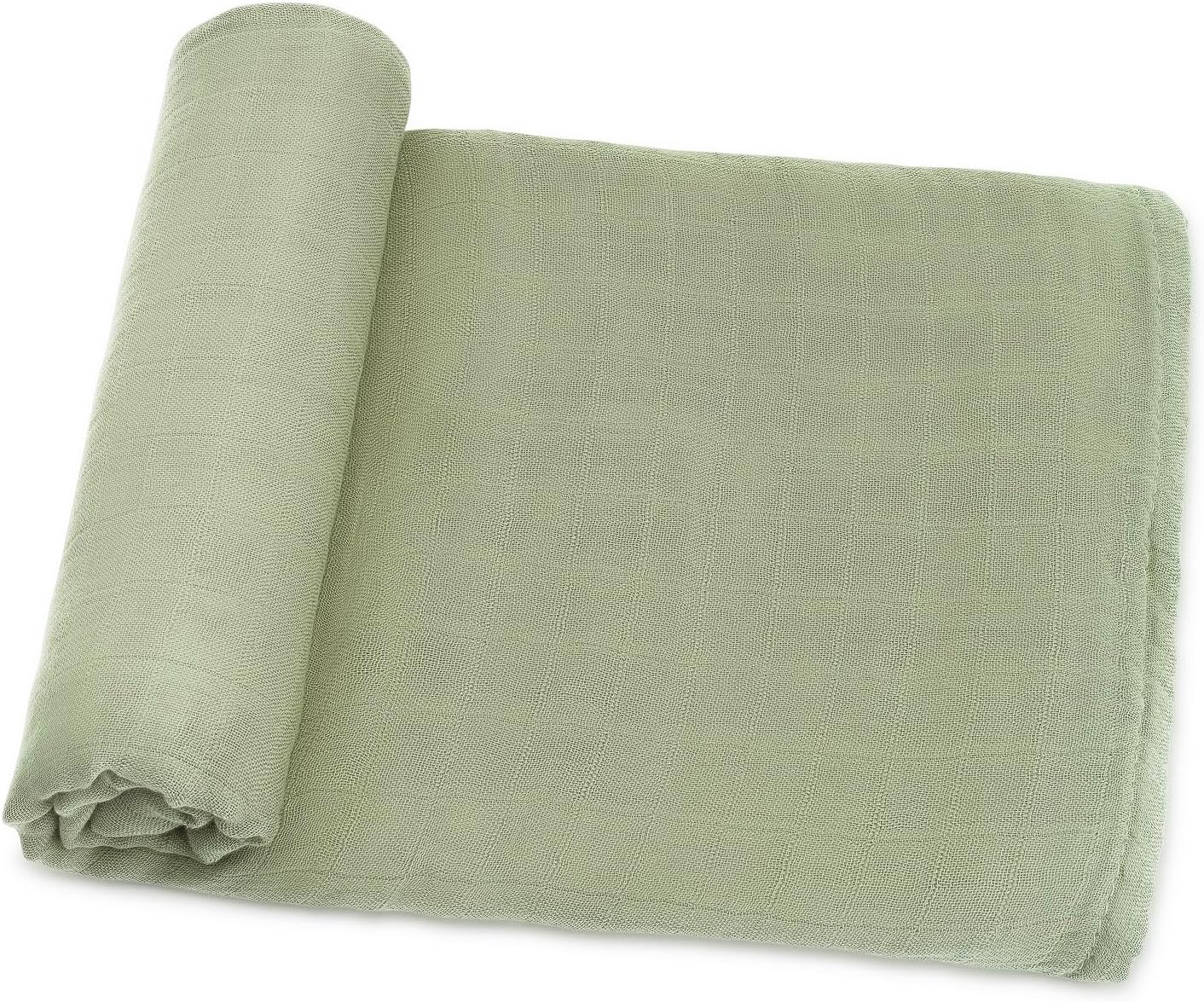 Comfy Cubs Muslin Swaddle Blankets Pack of 1 - 47 x 47 Inch Soft Cotton Baby Blanket Set, Large Multipurpose Wraps for Newborns - Self-Soothing Swaddles for Newborns - Sage