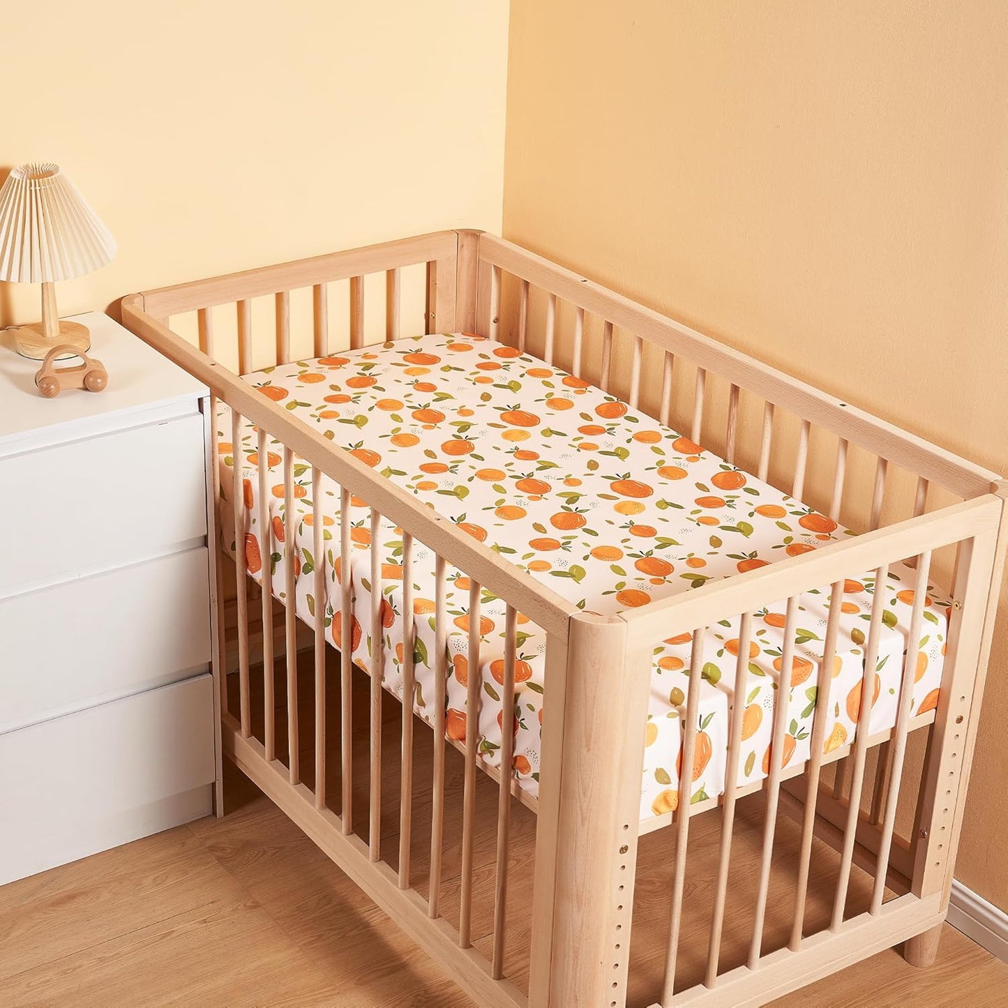 TILLYOU Baby Crib Sheets for Boys Girls, Super Soft Toddler Bed Sheets, 2 Pack Sheets for Standard Crib Mattress 28x52in, Orange Flavour