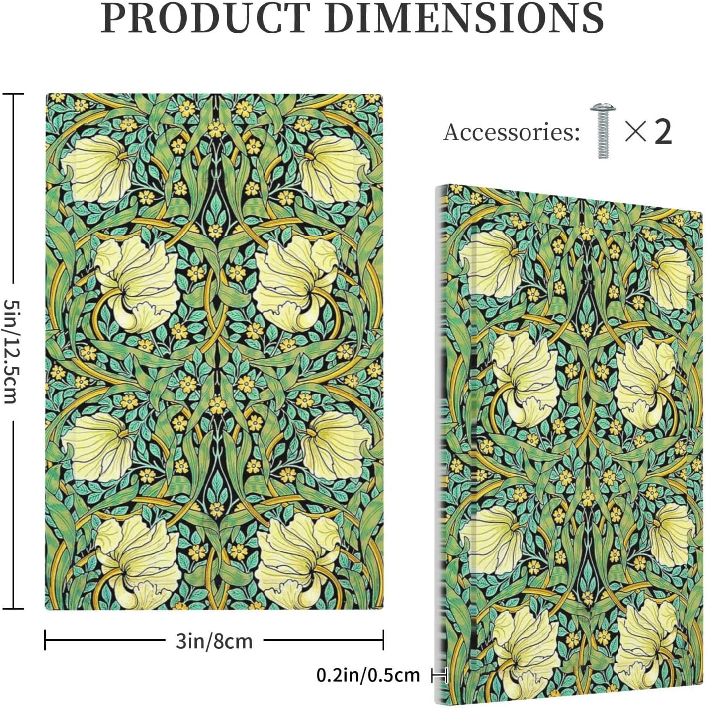 Light Switch Cover Plate William Morris Vintage Floral Yellow Flowers Green Leaf 1 Gang No Device Blank Electrical Wall Plates Faceplate Decorative Switch Plate for Bedroom living Room Decor