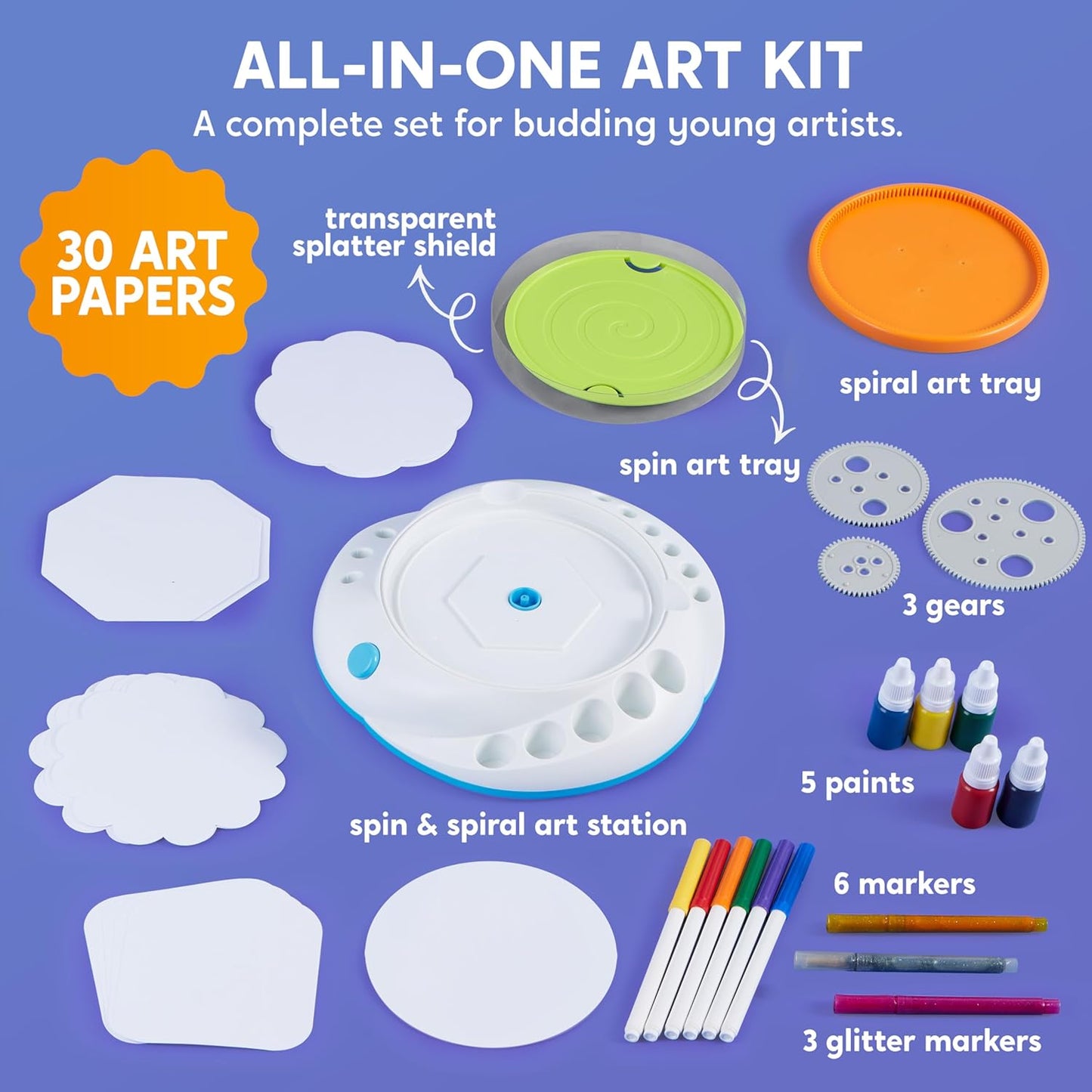 Klever Kits Spin Art for Kids, Spin Spiro Machine Kit, Arts & Crafts Paint for Boys & Girls, Painting Spinner Toys Kits, DIY Birthday Gifts for Kids Age 6 and up