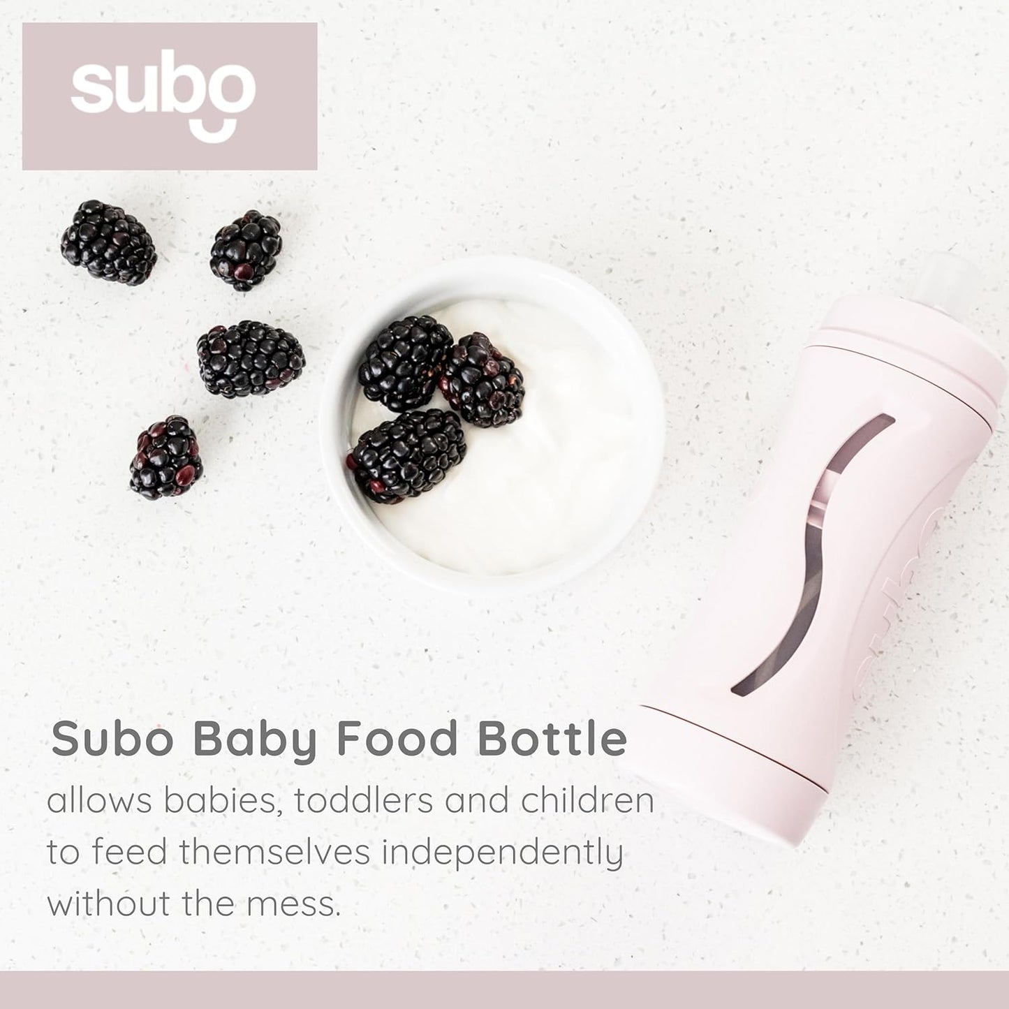 Subo Baby Food Bottle | No Mess Baby Toddler Self Feeder | Squeeze Free Design for Purees, Smoothies, Yogurt, Oatmeal, or Thickened Liquids | Reusable Silicone Washable Cup (Musk)