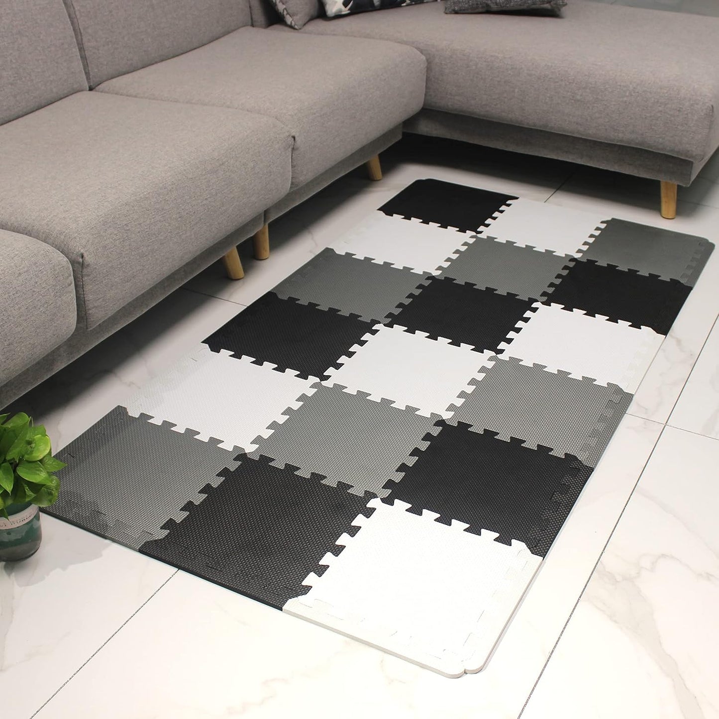 MQIAOHAM® 18 Pieces + 18 Edges Puzzle Play Mats, Soft Baby Play Mat, Kids Interlocking Foam Floor Tiles, Toddlers Carpet Playmats XZ301018-101104112