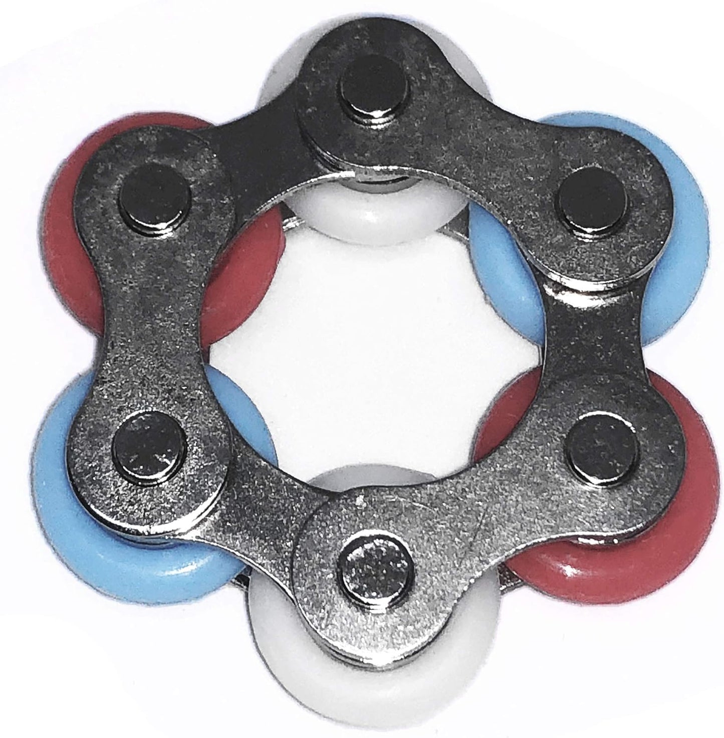 Fidget Toys Roller Chain - Stress Relief Perfect for ADHD, ADD, Anxiety in Classroom, Office, School, Work for Students, Teens, Adults Stocking Stuffers Gifts (R,W,B Style 2)