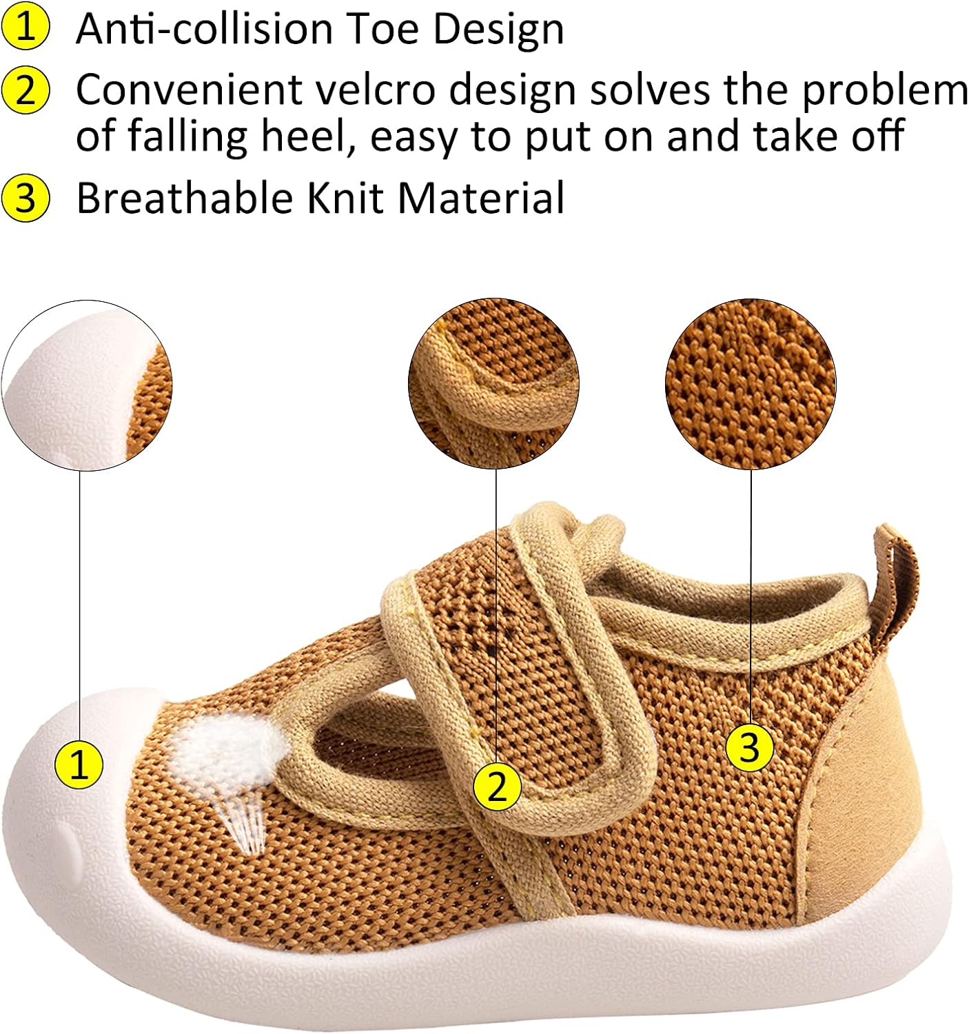 Baby First-Walking Shoes 1-4 Years Kid Shoes Trainers Toddler Infant Boys Girls Soft Sole Non Slip Cotton Canvas Mesh Breathable Lightweight TPR Material Slip-on Sneakers Outdoor