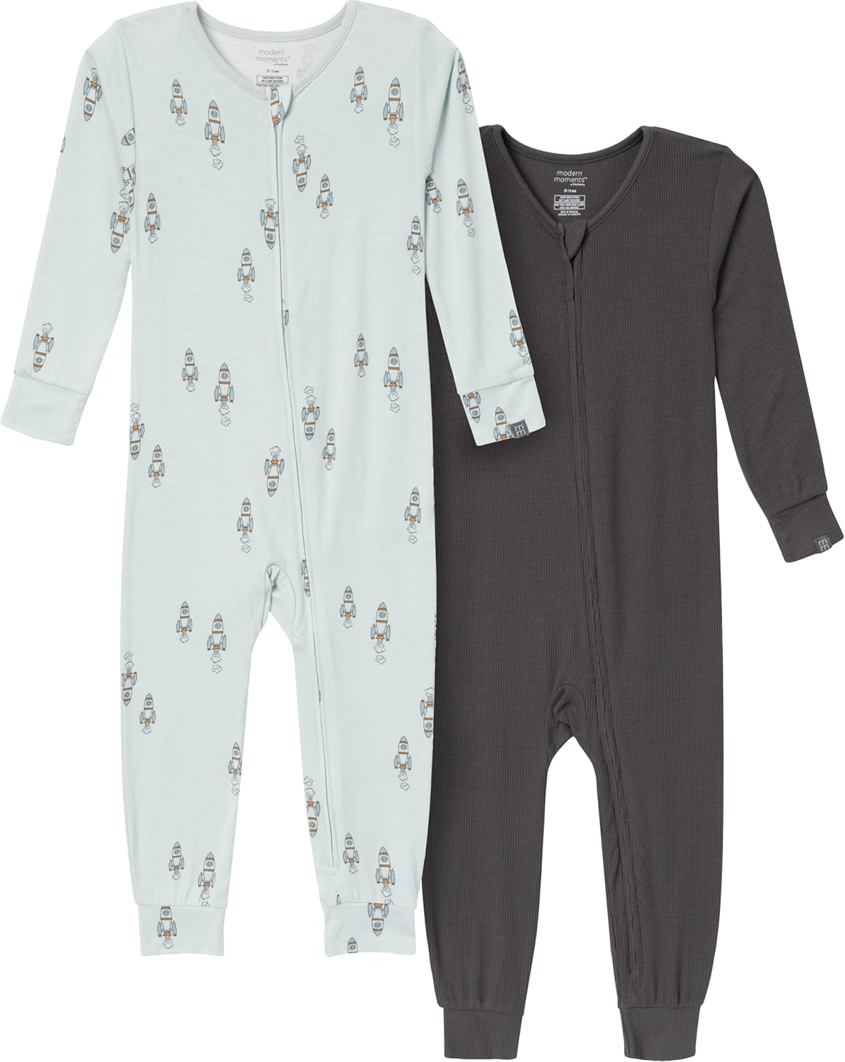 Modern Moments by Gerber Unisex Baby Viscose 2-Pack Footless Tight Fitting Pajamas