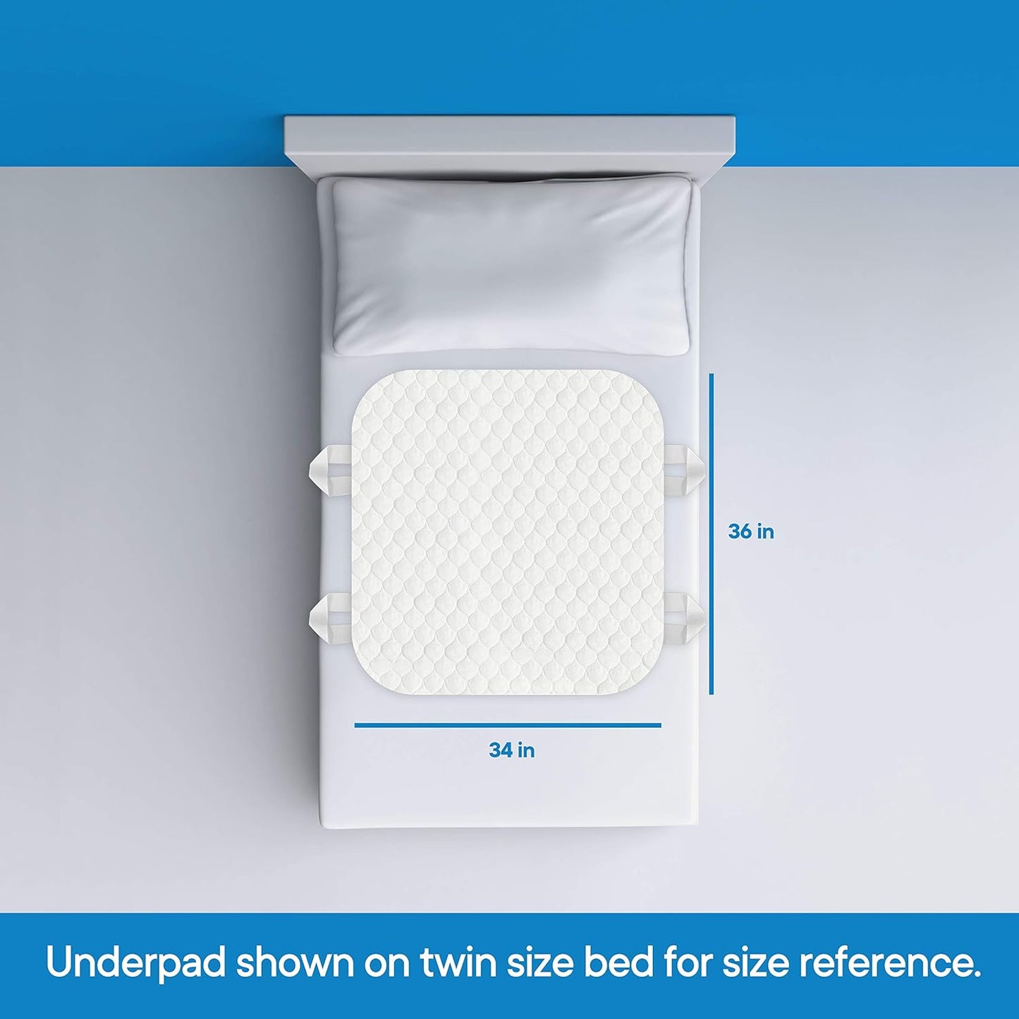 RMS Ultra Soft 4-Layer Washable and Reusable Incontinence Bed Pads with 4 Convenient Handles to Assist in Home Health Care, 34X36 Inch