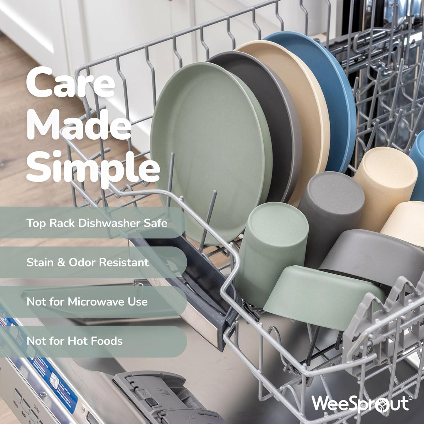 WeeSprout Bamboo Kids Bowls, Set of Four 10 oz Kid-Sized Bamboo Bowls, Dishwasher Safe Kid Bowls (Pastel Blue, Mint, Purple & Pink)