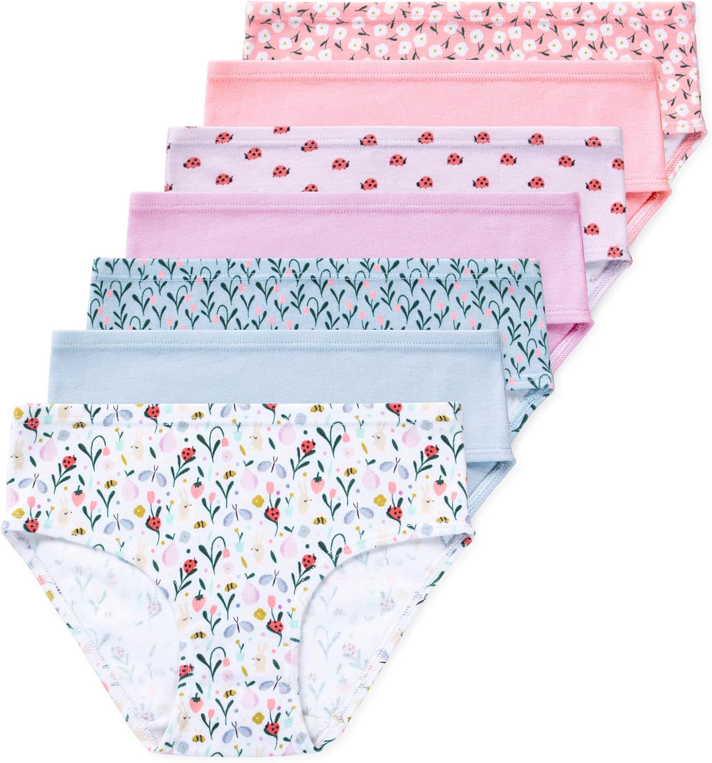 Lucky & Me Girls 100% Organic Cotton Underwear Briefs, Gracie 7 Pack