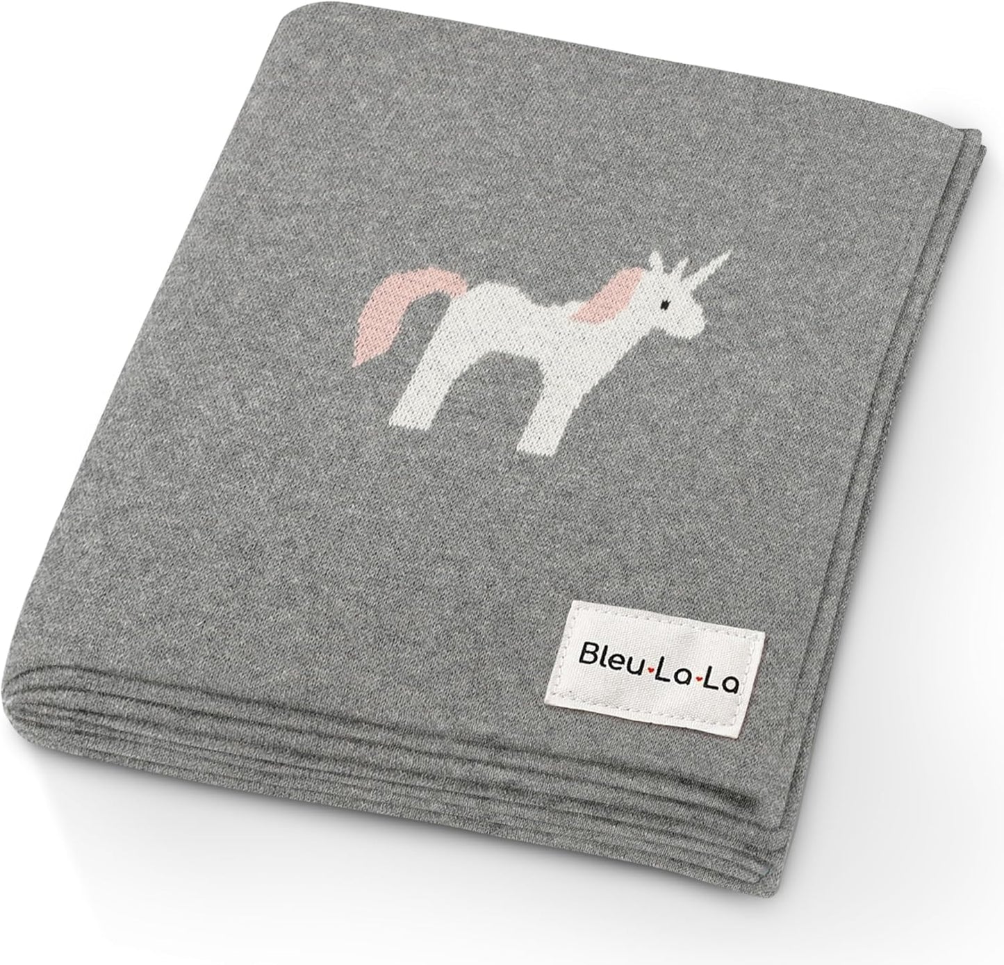 Cotton Baby Swaddle Blanket for Girls and Boys - Buttery Soft Cozy Receiving Swaddle Crib Stroller Blanket for Shower Gift Registry for Newborns, Infants, Toddlers (Unicorn - Grey)