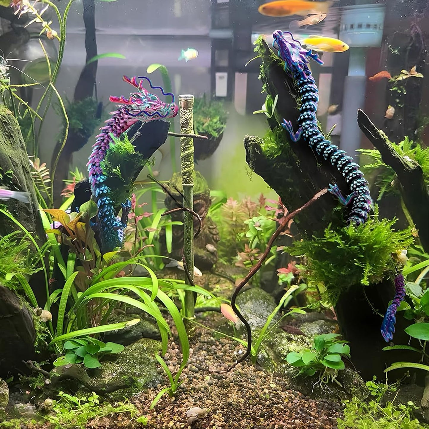 3D Printed Dragon Fidget Toy, 18in Surprise Mystery Dragon, Crystal Dragon Fidget Toy, Articulated Pye Dragon Fish/Display Cabinet/Home/Office Desktop Decor (Khaki Matte)