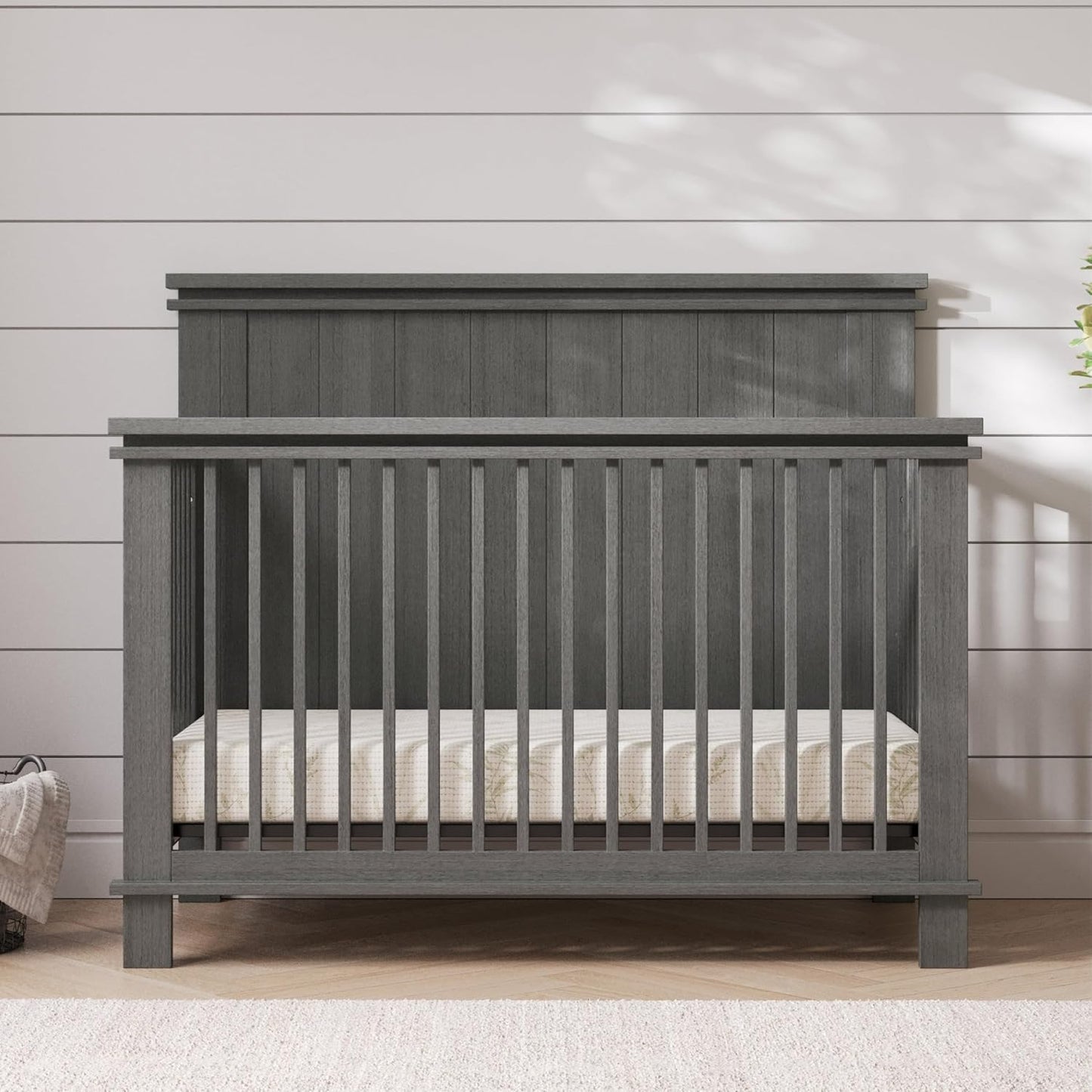 Child Craft Denman 4-in-1 Convertible Crib, Baby Crib Converts to Day Bed, Toddler Bed and Full Size Bed, 3 Adjustable Mattress Positions, Non-Toxic, Baby Safe Finish (Midnight Gray)