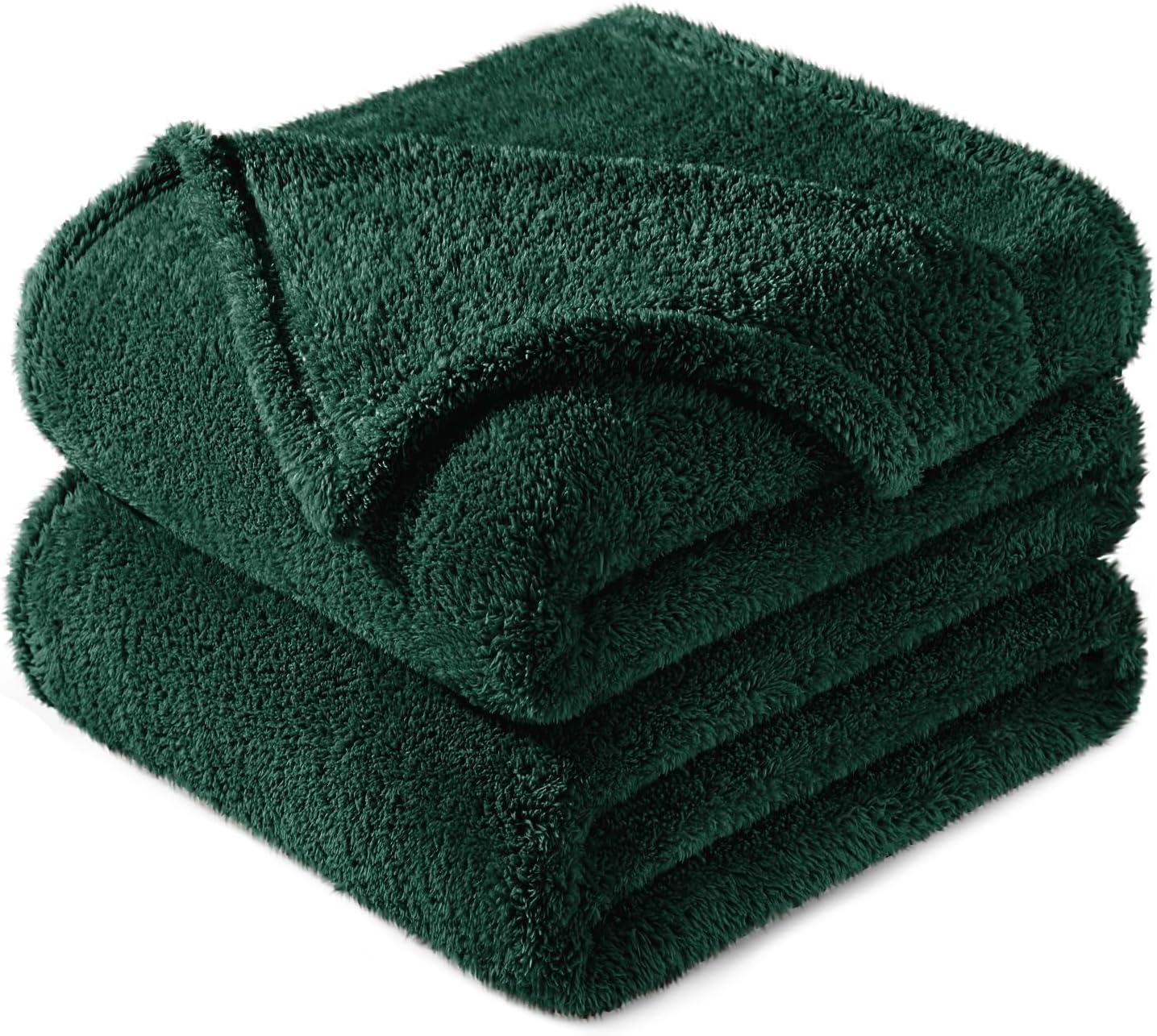 Exclusivo Mezcla King Size Flannel Fleece Blanket, Super Soft Velvet Plush Bed Blanket, Fuzzy Cozy and Warm for All Seasons, 90x104 Inches, Forest Green