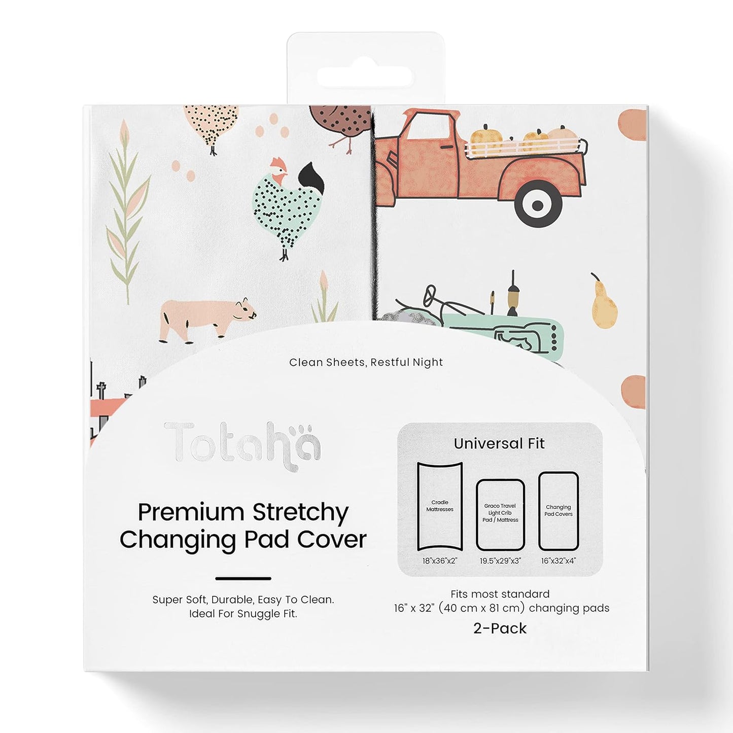 TotAha Premium Stretchy Changing Pad Cover for Baby Girl Boy, Hypoallergenic, Buttery Soft, Silky Comfort, Diaper Changing Table Cover Pad Sheets Fitted 16 x 32, 2-Pack Halloween Pumpkin