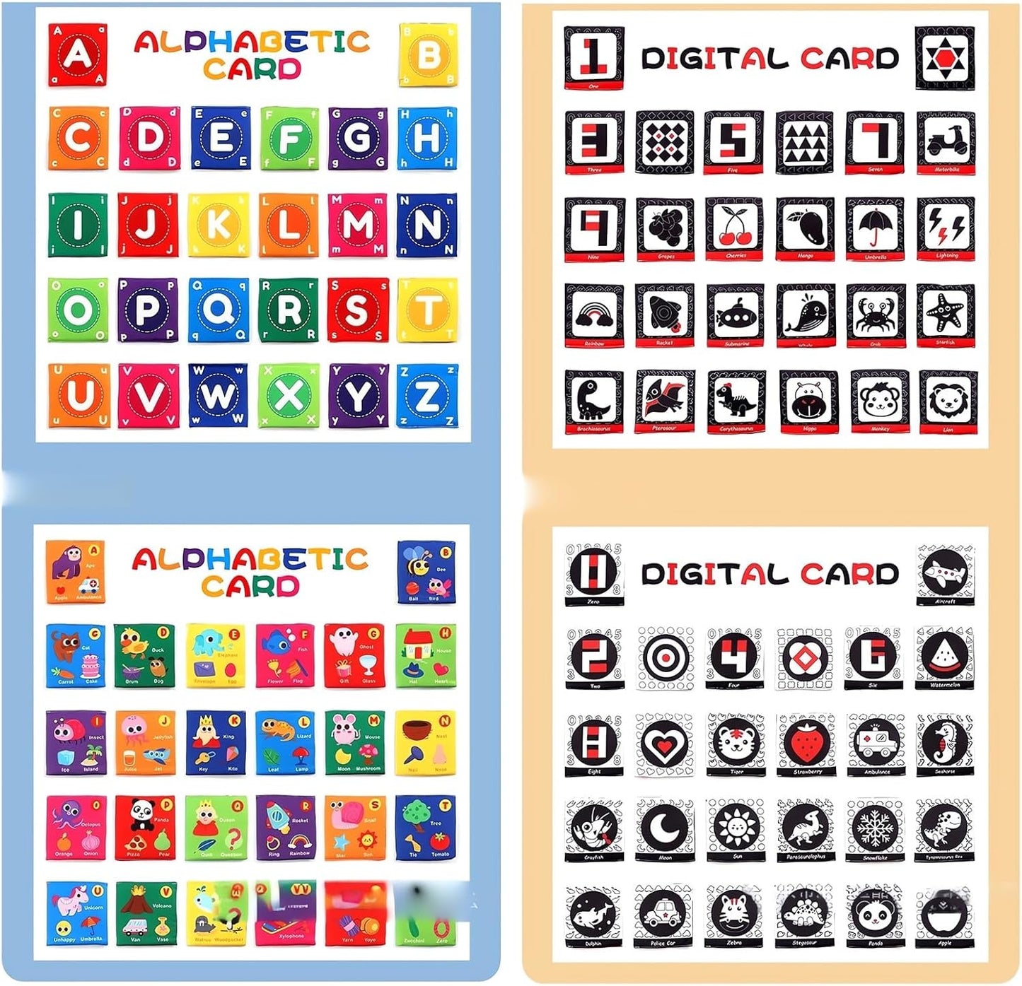 Early Childhood Enlightenment Book 26 Pieces Toddler Soft Alphabet ABC Letter Number Flash Cards Baby Soft Cloth Bath Books Infant Crinkle First Books Toys Sensory Books Learning Flashcards (Number)