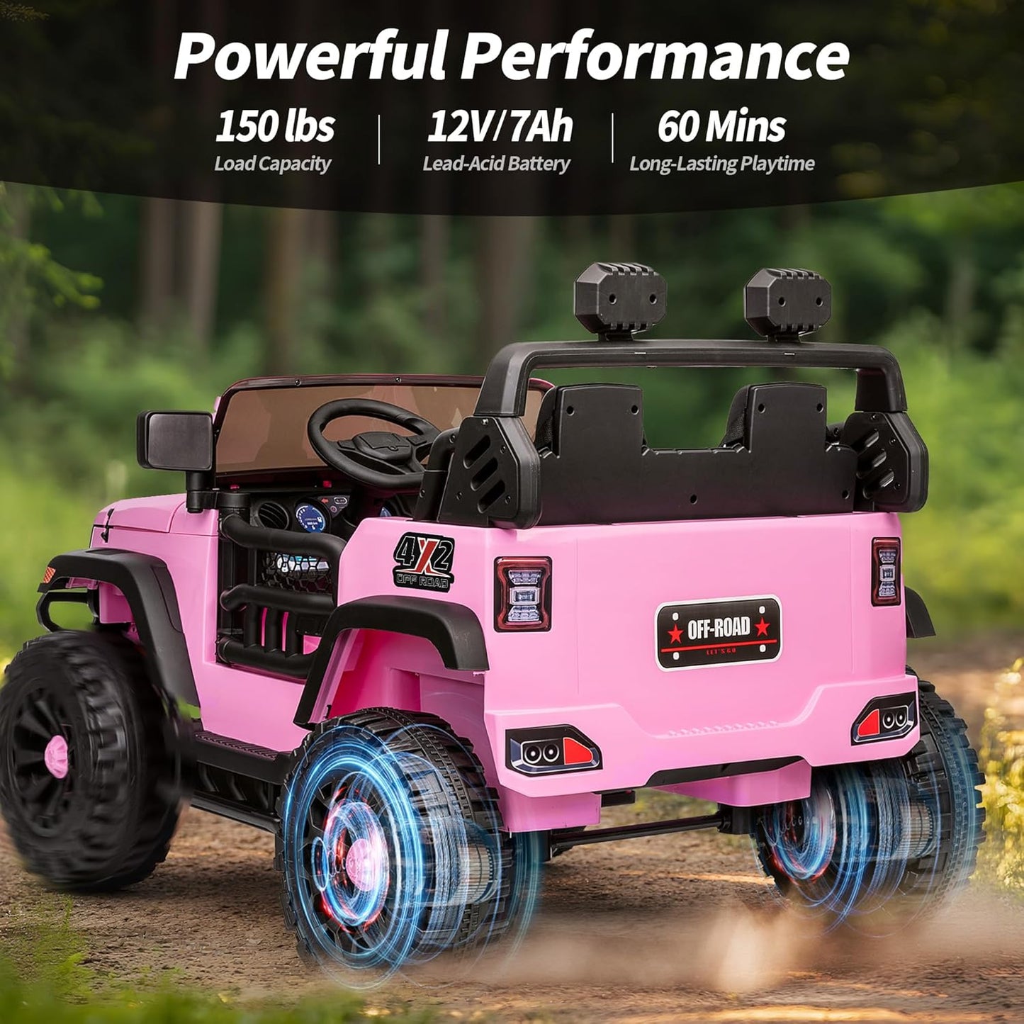 2 Seater Ride on Car Truck, 12V Kids Electric Ride on Toy for Big Kids Age 3-8 w/Remote Control- Light Pink
