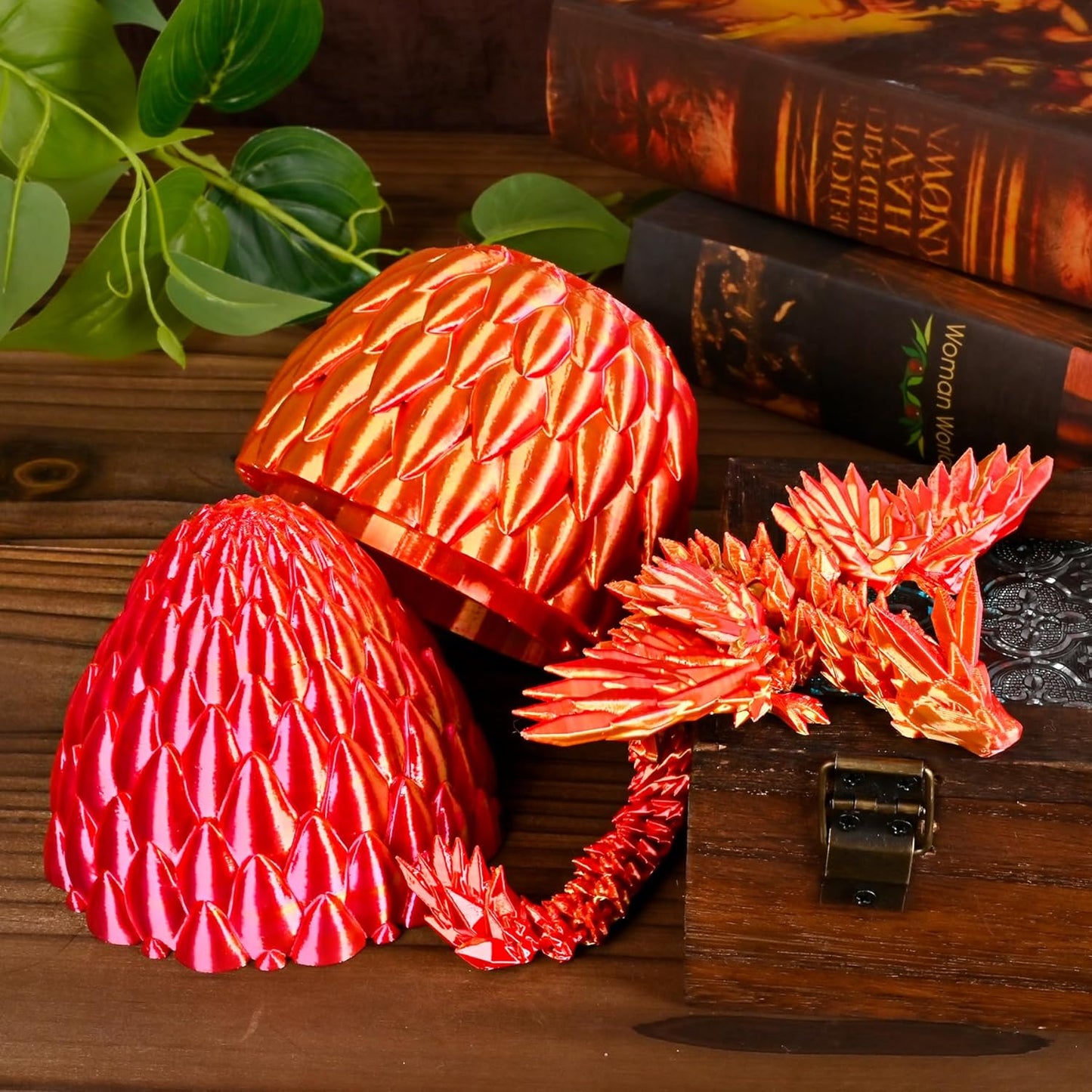 12inch Fly Dragon Egg, Year of The Dragon, 3D Printed Dragon, Executive Desk Toys, Articulated Dragon, Fidget Toys Gifts for Graduates Students Teachers Adults (Gold&Red)