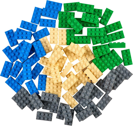 Strictly Briks Classic Bricks Starter Kit, Blue, Green, Gray, and Sand, 96 Pieces, 2x4 Studs, Building Creative Play Set for Ages 3 and Up, 100% Compatible with All Major Brick Brands
