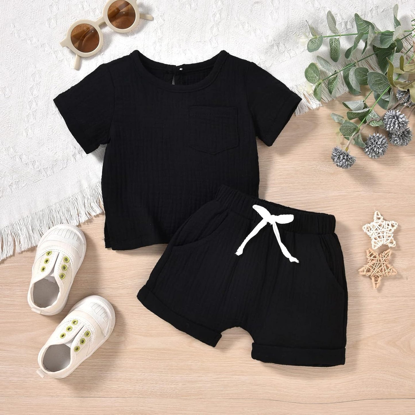 Gender Neutral Baby Linen Summer Outfit