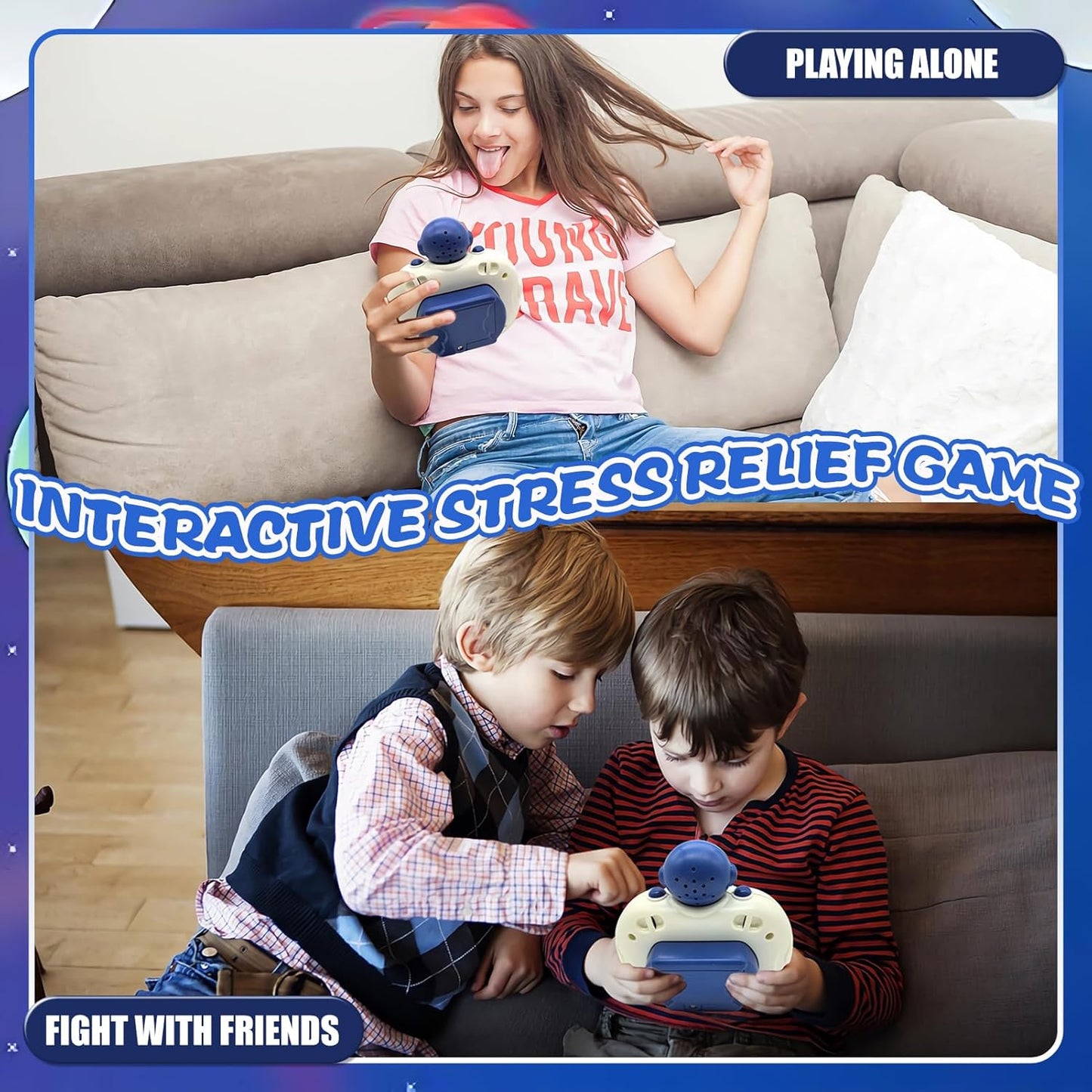 Upgraded Fast Push Game Popping Fidget Toys for Kids, Funny Toys with LED Screen for Kids 3-12, Birthday Gifts for Girls and Boys Bubble Stress,Handheld Puzzle Game Sensory Toys (Astronaut)