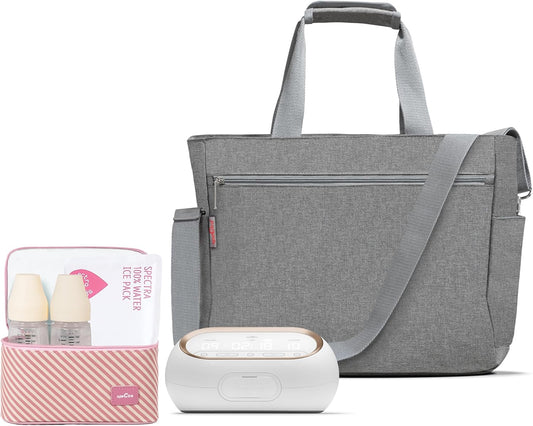 Spectra - Synergy Gold Portable - Dual Adjustable Electric Breast Milk Pump with Tote Bag, Breast Milk Bottles and Cooler for Baby Feeding