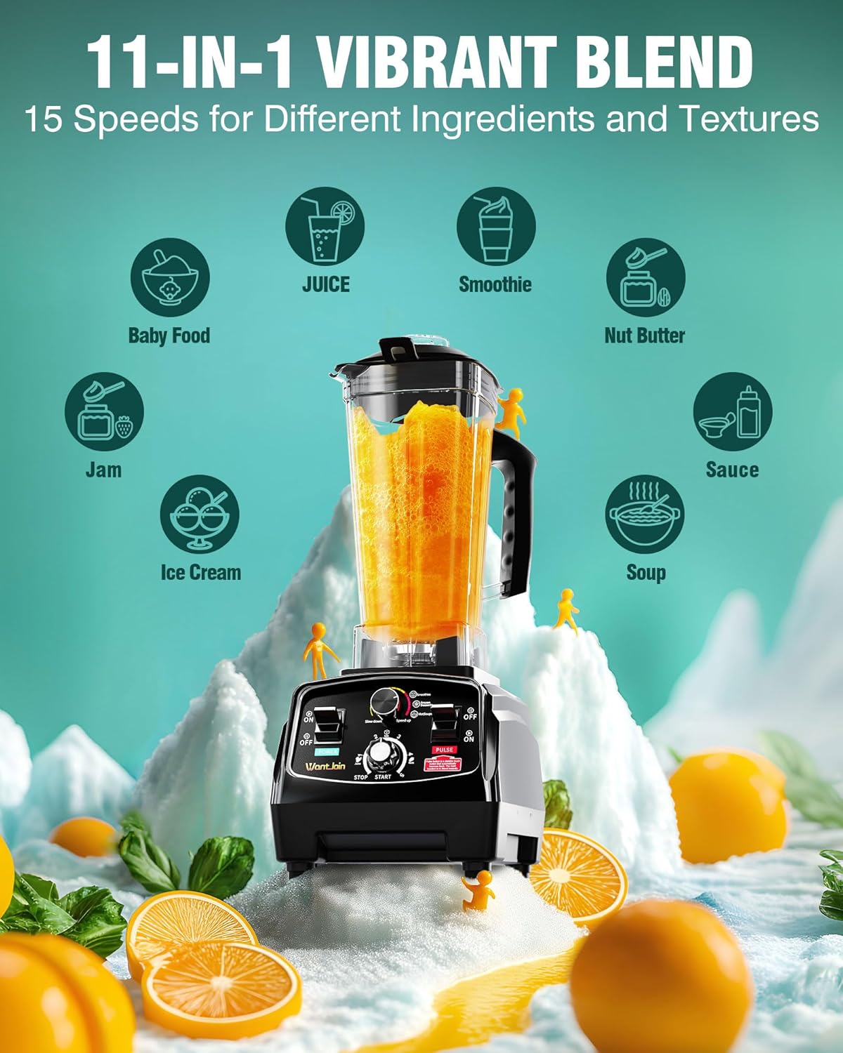 WantJoin Smoothie Blender 1800W Powerful Blenders for Kitchen 68 Oz Large Capacity and BPA-Free Containers with To-Go Cup Countertop Blender for Smoothies, Ice Crushing & Frozen Drinks