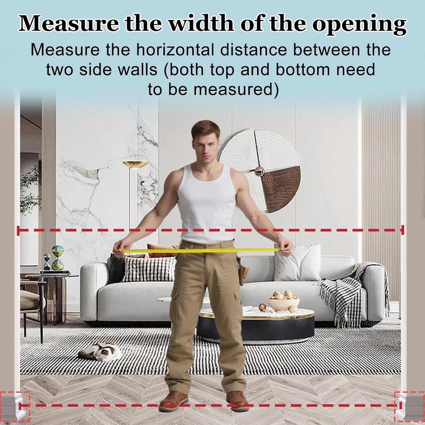 WAOWAO Triple Lock Baby Gate Extra Wide 72.04-76.77" Pressure Mounted Walk Through Swing Auto Close Safety Black Metal Dog Pet Puppy Cat for Stairs,Doorways,Kitchen