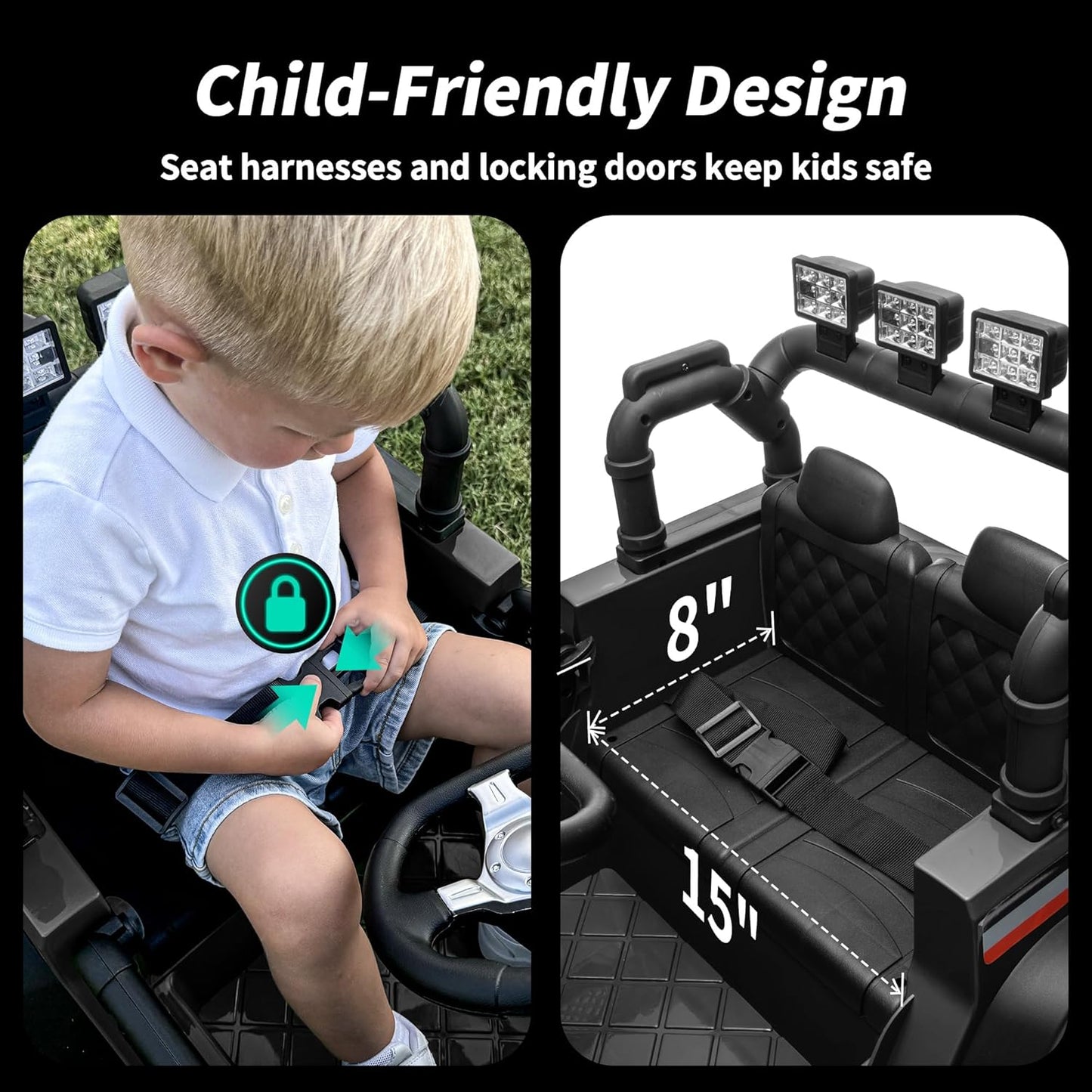 12V Kids Ride on Car Truck, Kids Electric Vehicles Car Ride on Toy for Toddlers 3-5 with Remote Control - Black