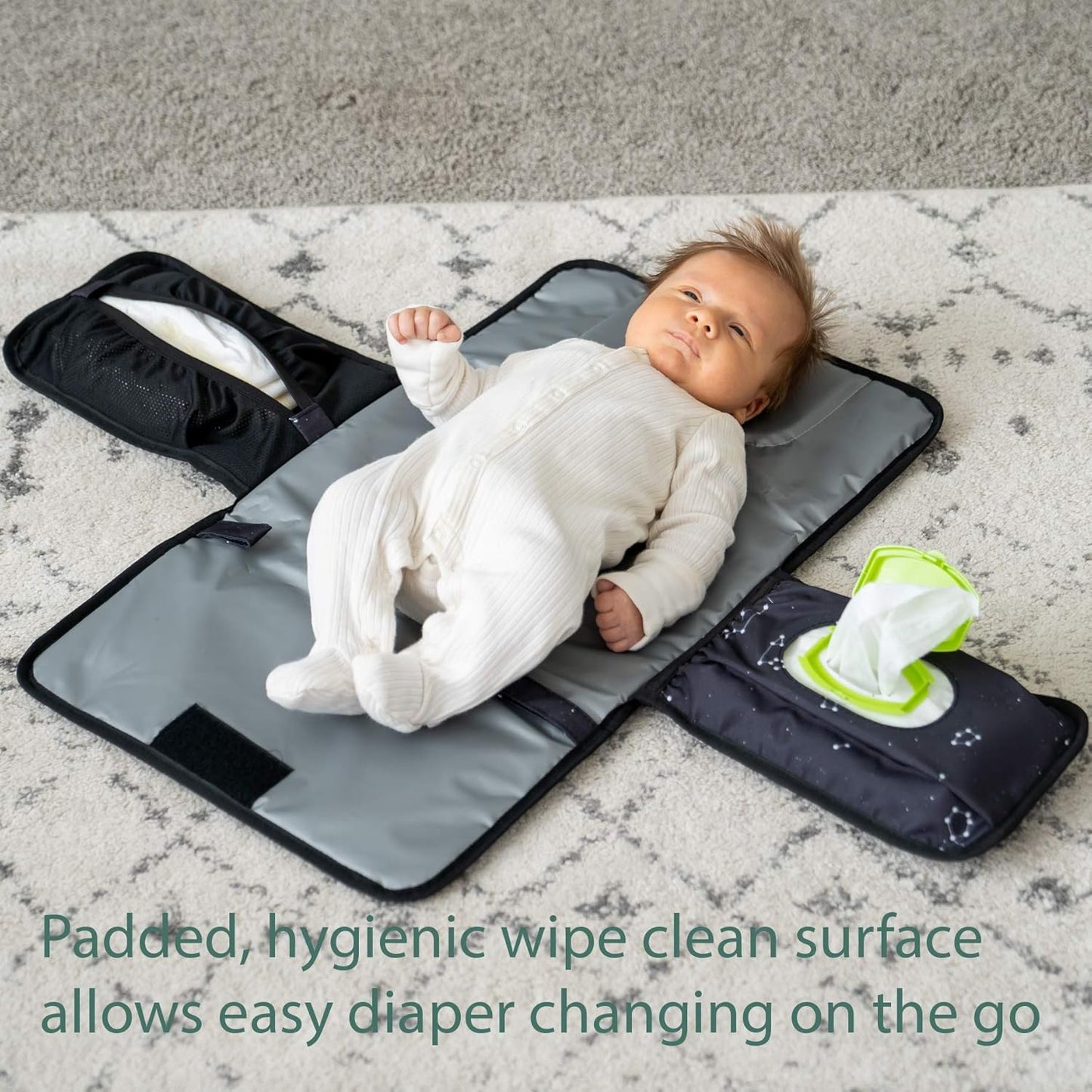 Portable Changing Pad - Waterproof Travel Baby Diaper Changing Pad, Mat Foldable, Wipes Pocket, Gifts
