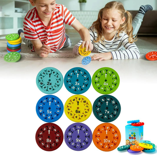 Math Facts Fidget Spinners, Math Facts Fidget Spinners for All The Stimmers, Multiplication Chat Game Fidget Toys for Adults Kids (Multiply Or Divide 9pcs)