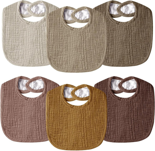 Muslin Baby Bibs for Unisex Boys Girls, Cotton Drool Bibs, Adjustable Newborn Bibs for Drooling and Teething