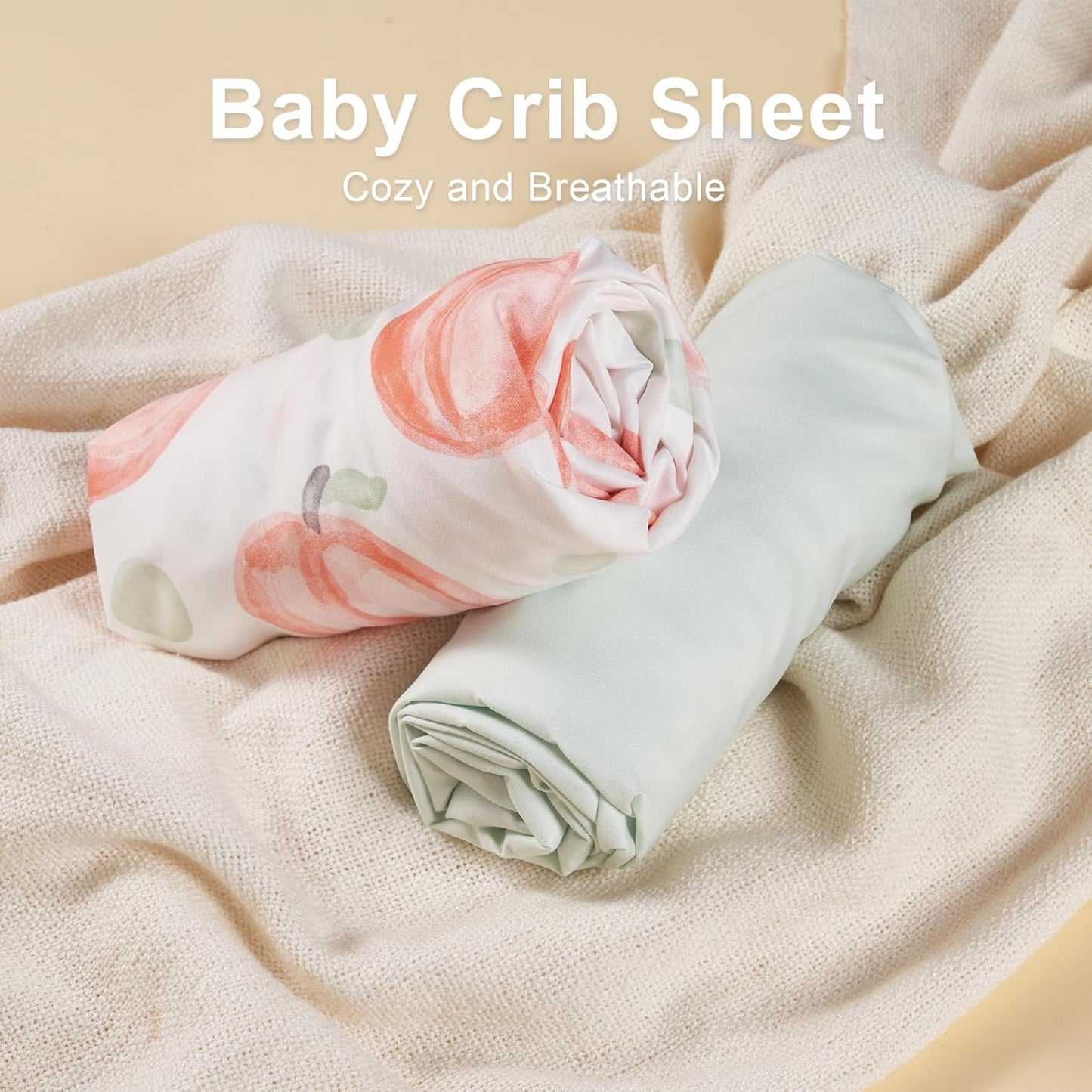 TILLYOU Baby Crib Sheets for Boys Girls, Super Soft Toddler Bed Sheets, 2 Pack Sheets for Standard Crib Mattress 28x52in, Peach dot