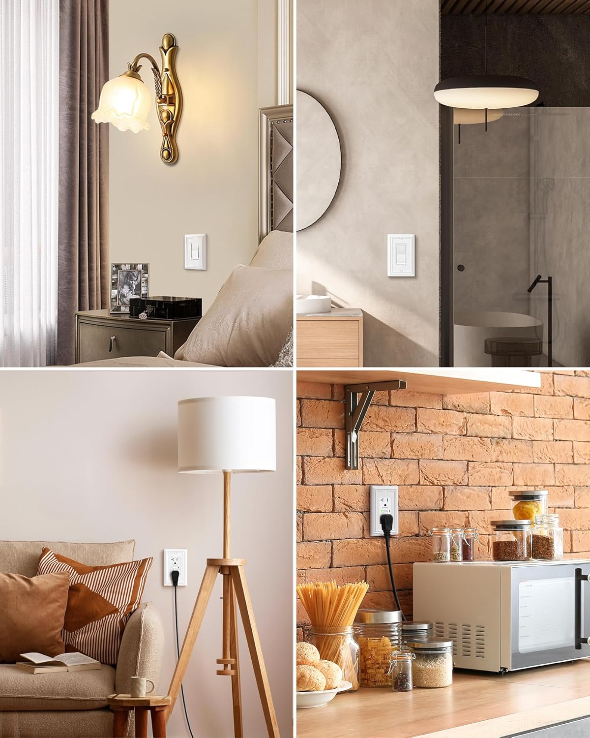 DEWENWILS Decorator Outlet Covers, White Metal Light Switch Cover Plates, 4.92" x 3.14" Decorative Outlet Wall Plates, Switch Plate Covers for Home Decor, 2 Pack