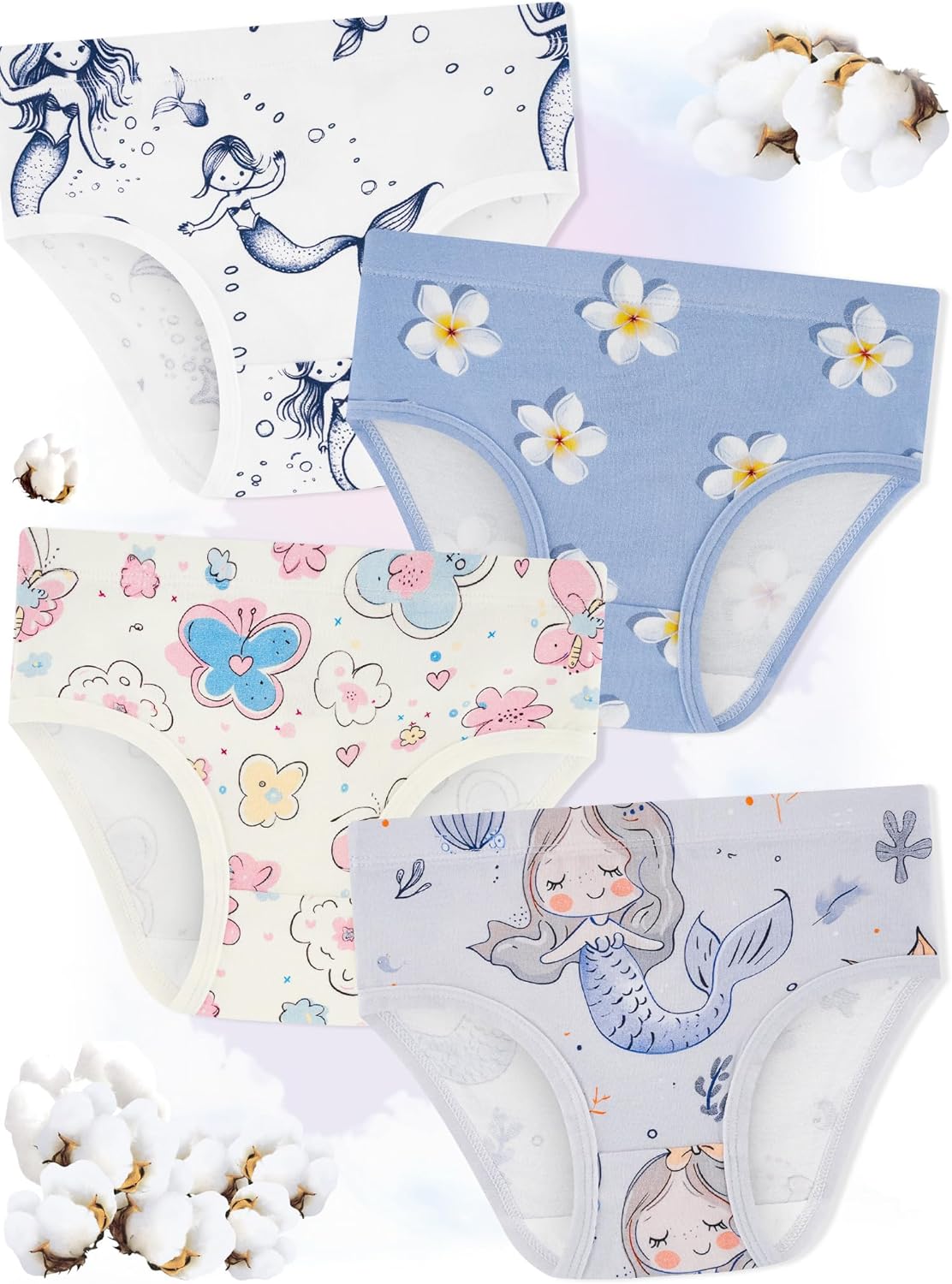 Girls' Underwear,Soft Cotton Tagless Panties for Toddlers' & Little Kids Comfort,Breathable Briefs,8-Pack