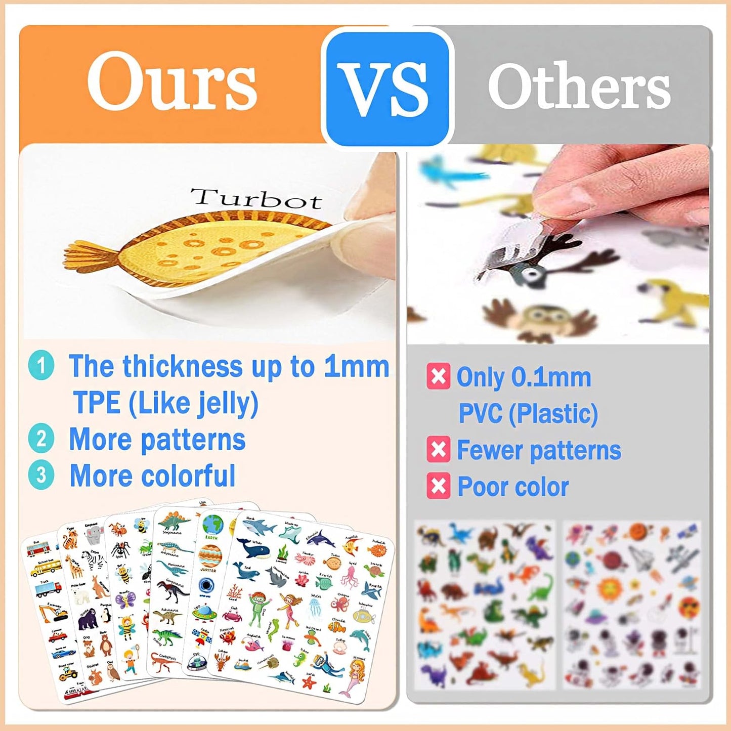 Reusable Sticker Books for Kids, Jelly Quiet Book, Preschool Learning Activities Busy Book for Toddler Travel Toys Waterproof Stickers for Kids 2 3 4 5 6 Year Old Girls Boys (Space)