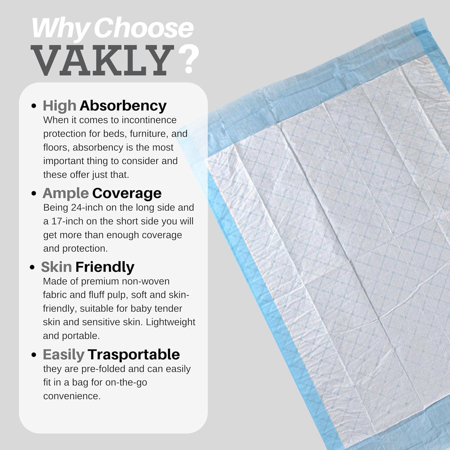 Disposable Changing / Under Pads [Pack of 25] Disposable Soft Absorbent Waterproof 17''x24'' Incontinence Underpad Protector Liners for Beds, Chairs, Diaper Changing – for Adults and Baby Protection