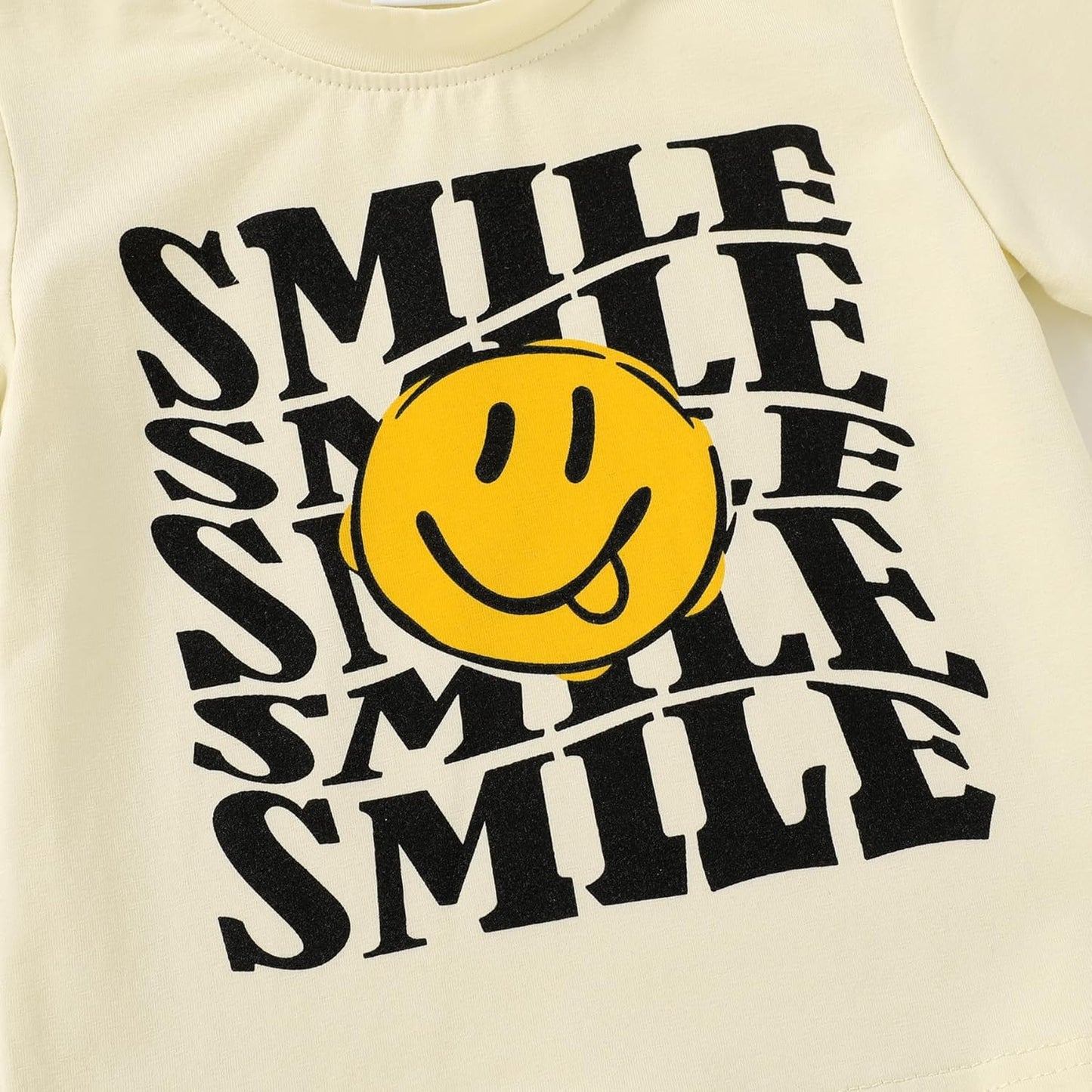 Happy Town Toddler Clothes Baby Boy Girl Smiley Face Shirt Short Sleeve T-Shirt Tee Summer Tops Outfits