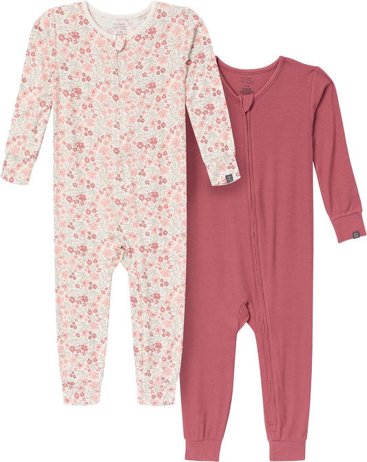 Modern Moments by Gerber Unisex Baby Viscose 2-Pack Footless Tight Fitting Pajamas