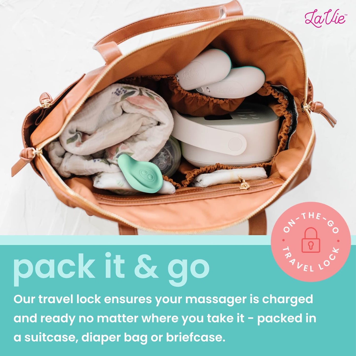 LaVie On The Go Lactation Massager for Breastfeeding, Nursing, Pumping, Support for Clogged Ducts, Mastitis, Engorgement During Travel