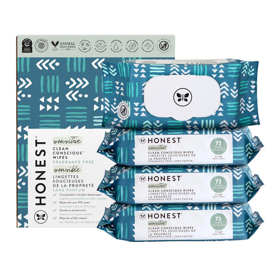 The Honest Company Clean Conscious Multi-Use Wipes | Hypoallergenic + Unscented for Sensitive Skin | Over 99% Water, Compostable, Plant Based, Baby Wipes | Balance Blues, 288 Count