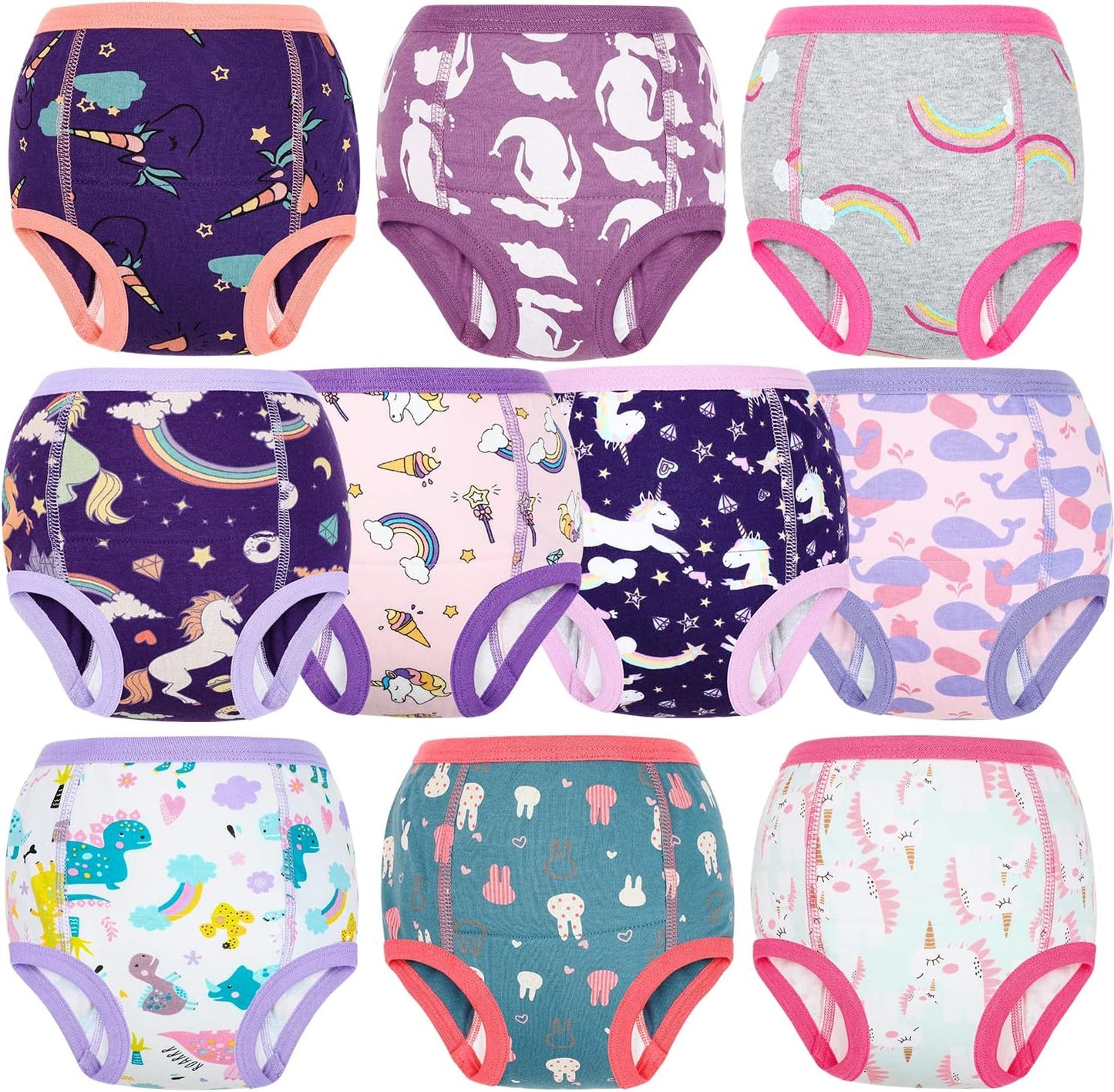 MooMoo Baby Potty Training Underwear 10 Packs Absorbent Toddler Training Pants for Boys and Girls Cotton Pee Pants 2T-9T