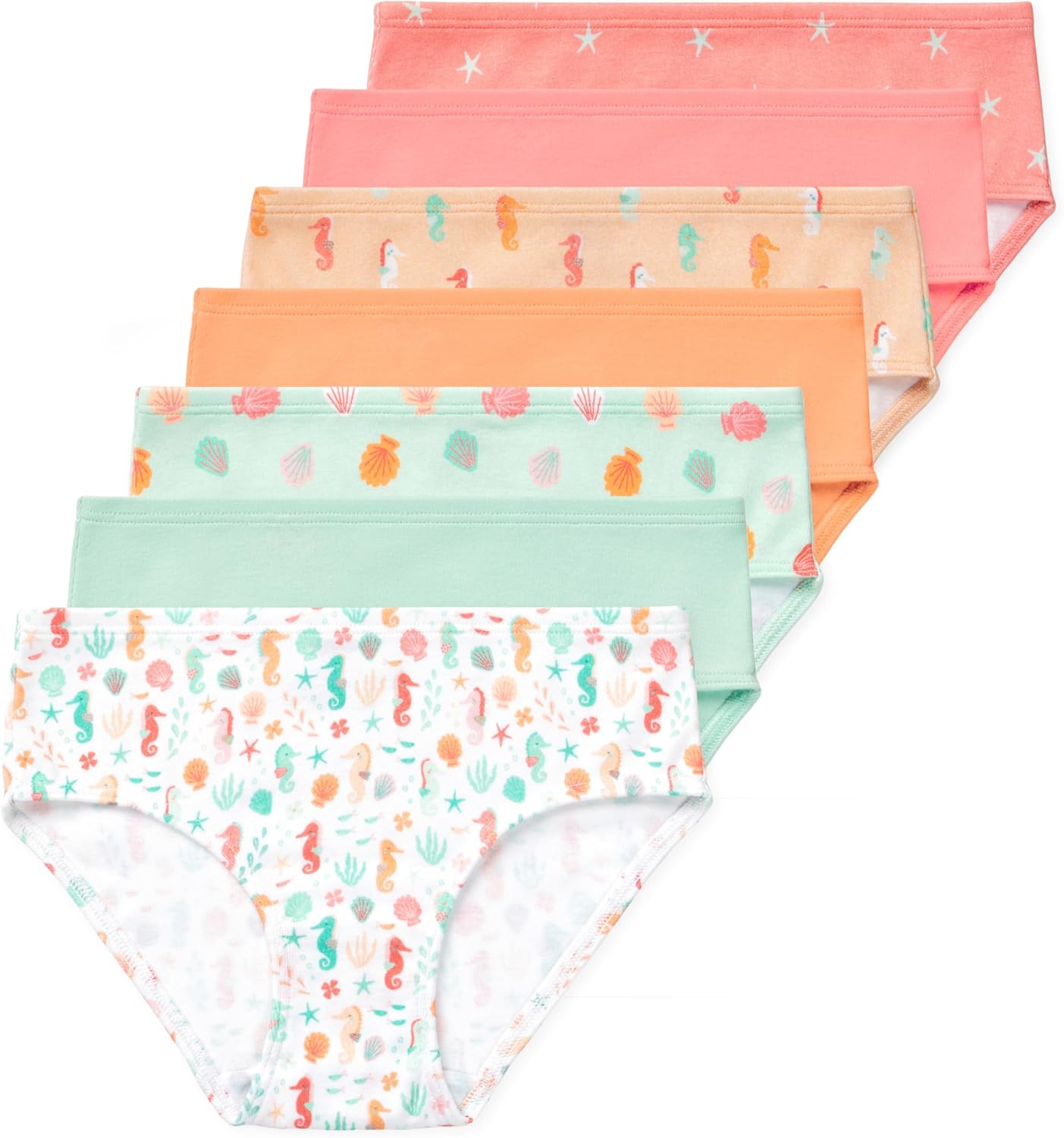 Lucky & Me Girls 100% Organic Cotton Underwear Briefs, Gracie 7 Pack