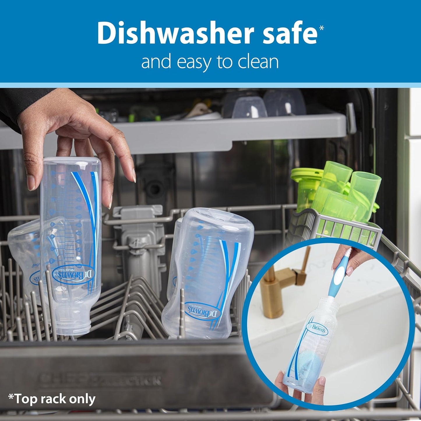 Dr. Brown's Natural Flow Anti-Colic Options+ Narrow Baby Bottle, 4 oz/120 mL, with Level 1 Slow Flow Nipple, Pink, 0m+, 4 Pack